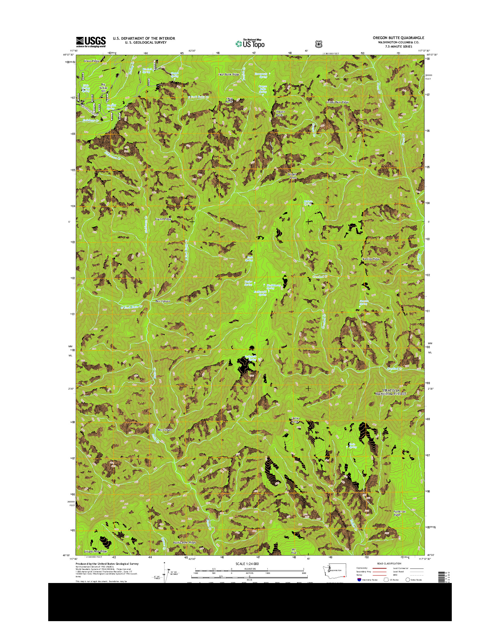 USGS US TOPO 7.5-MINUTE MAP FOR OREGON BUTTE, WA 2014