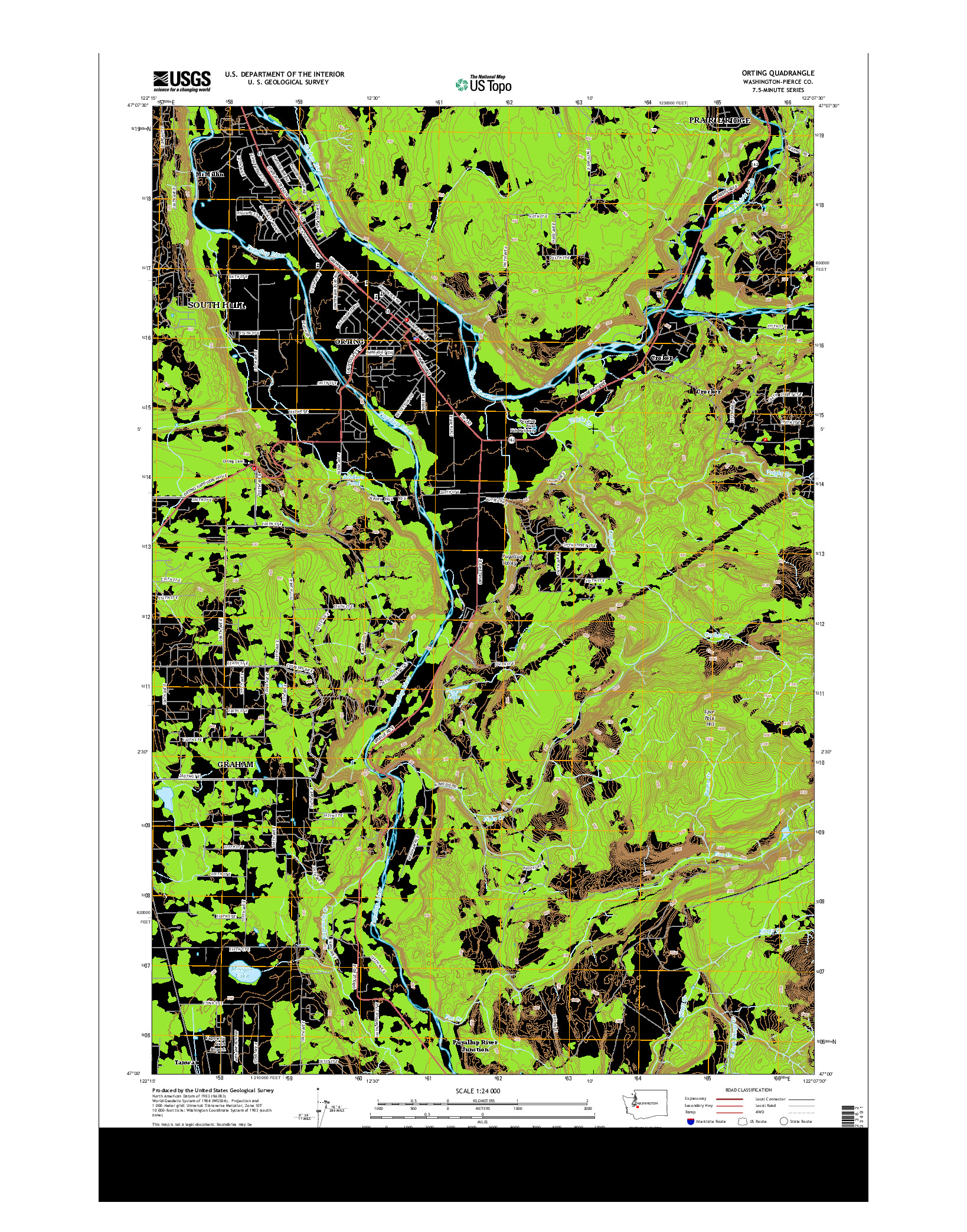 USGS US TOPO 7.5-MINUTE MAP FOR ORTING, WA 2014