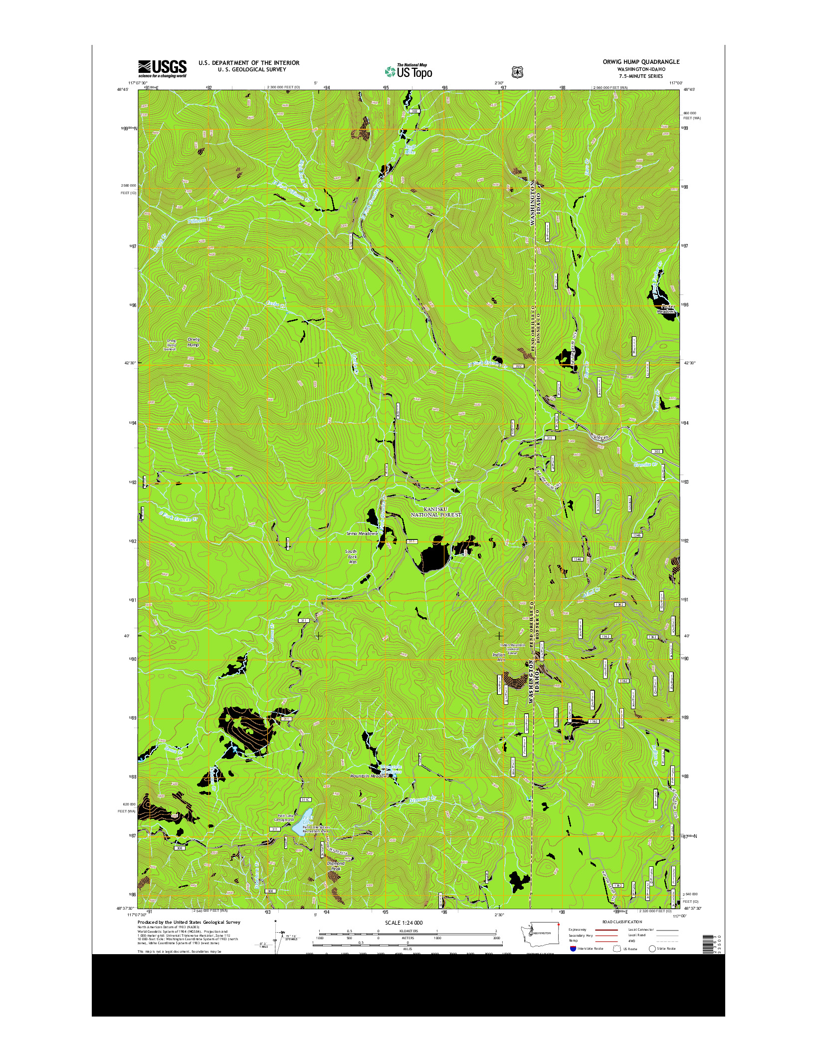 USGS US TOPO 7.5-MINUTE MAP FOR ORWIG HUMP, WA-ID 2014