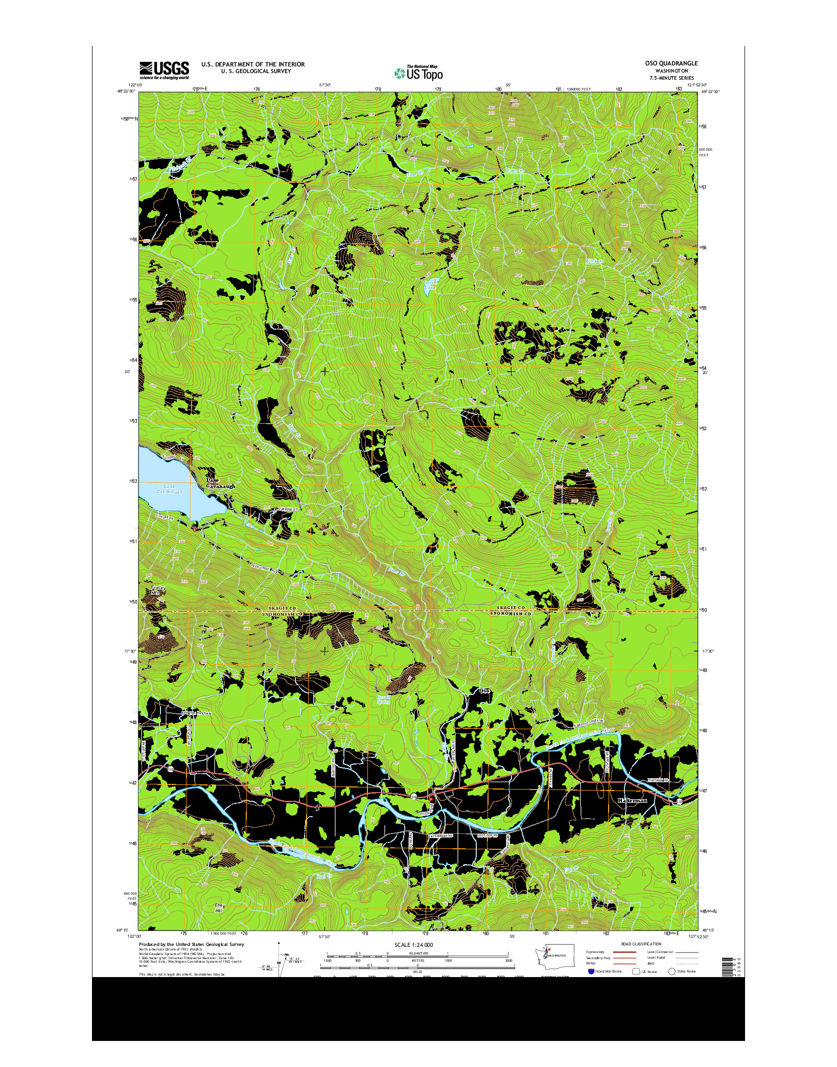 USGS US TOPO 7.5-MINUTE MAP FOR OSO, WA 2014