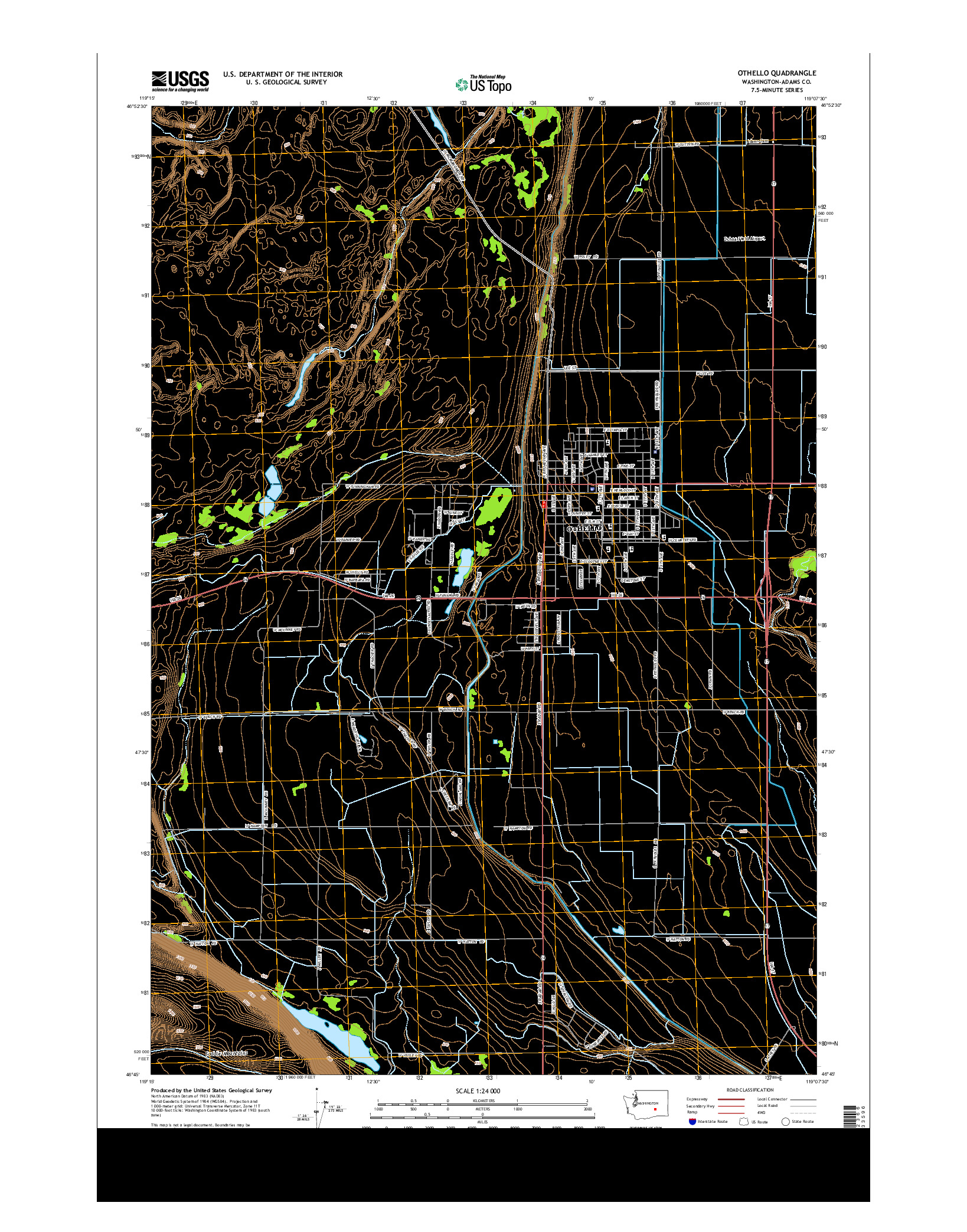USGS US TOPO 7.5-MINUTE MAP FOR OTHELLO, WA 2014