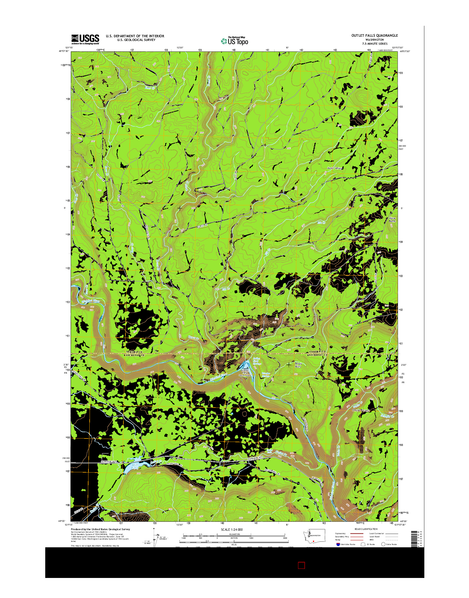 USGS US TOPO 7.5-MINUTE MAP FOR OUTLET FALLS, WA 2014