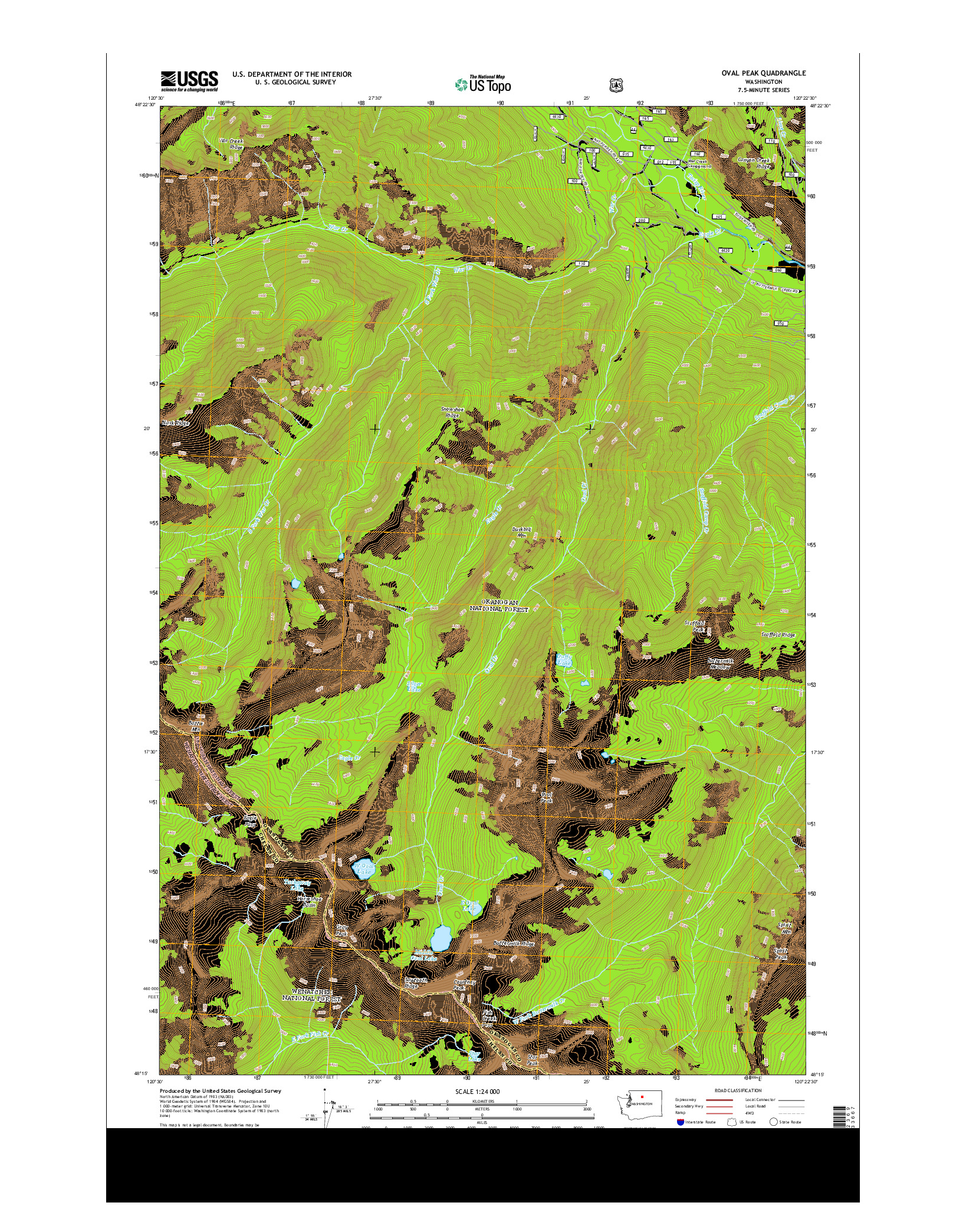 USGS US TOPO 7.5-MINUTE MAP FOR OVAL PEAK, WA 2014