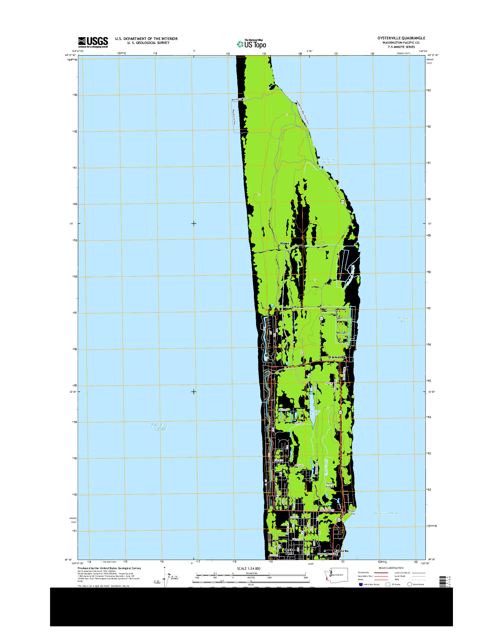 USGS US TOPO 7.5-MINUTE MAP FOR OYSTERVILLE, WA 2014