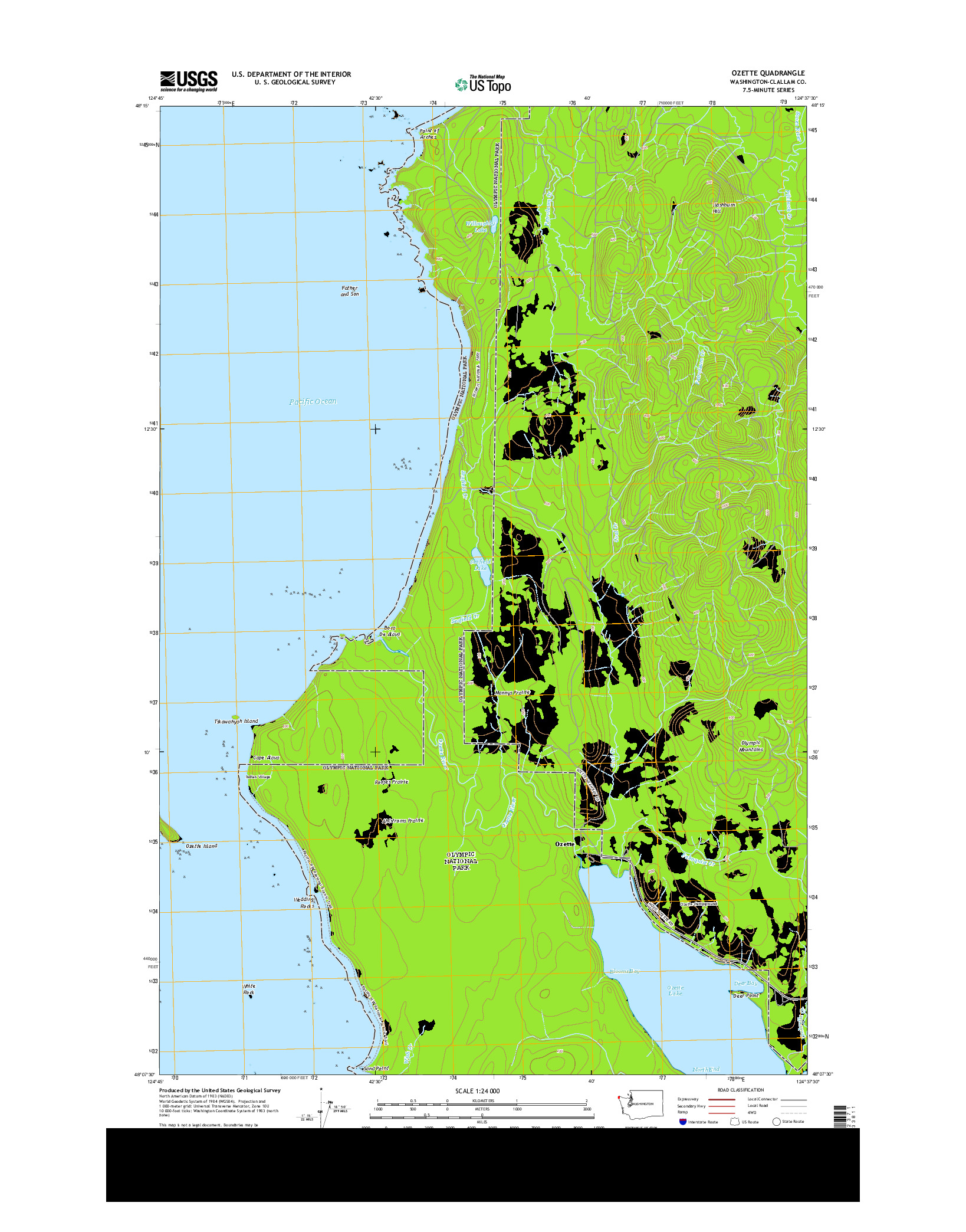USGS US TOPO 7.5-MINUTE MAP FOR OZETTE, WA 2014