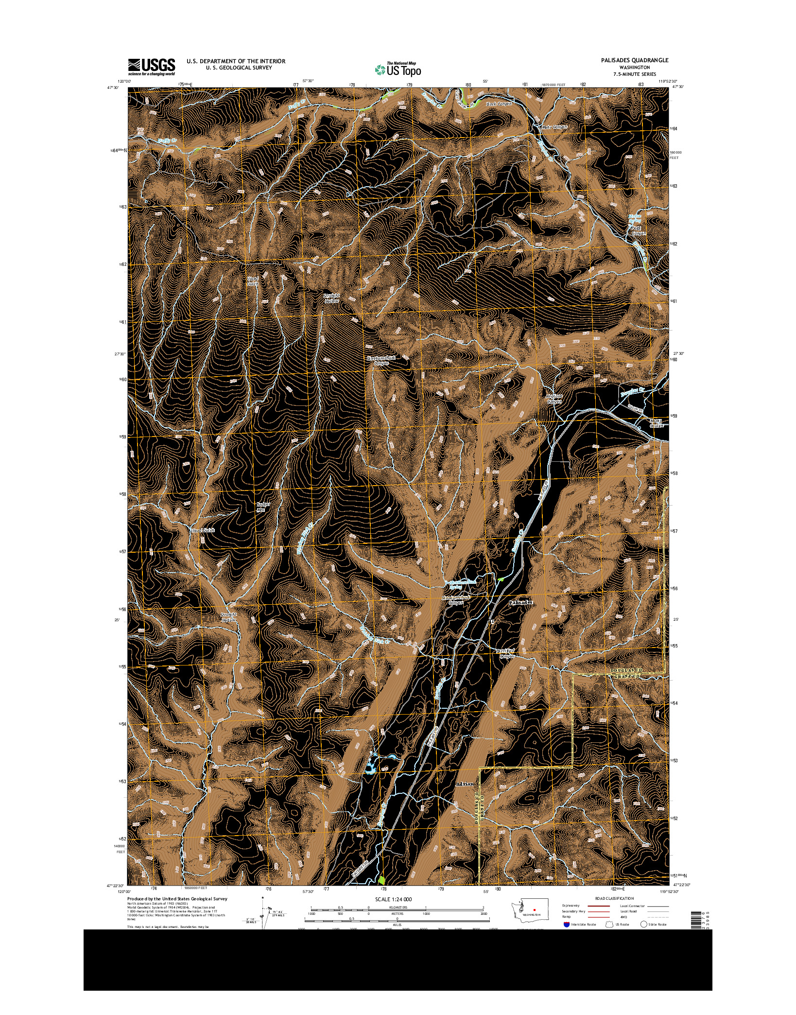 USGS US TOPO 7.5-MINUTE MAP FOR PALISADES, WA 2014