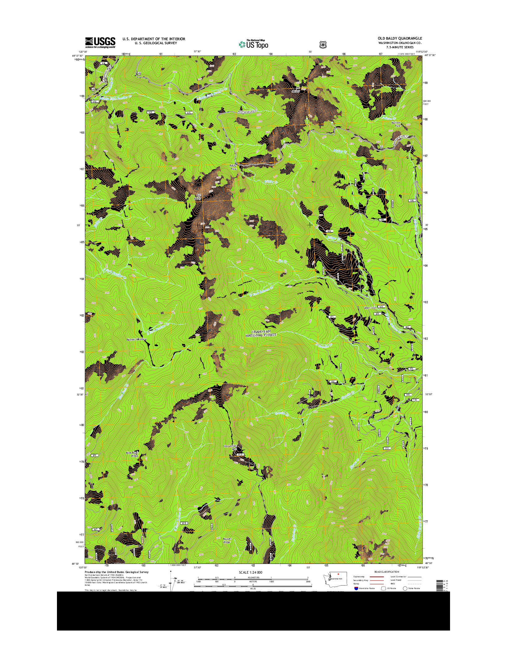 USGS US TOPO 7.5-MINUTE MAP FOR OLD BALDY, WA 2014