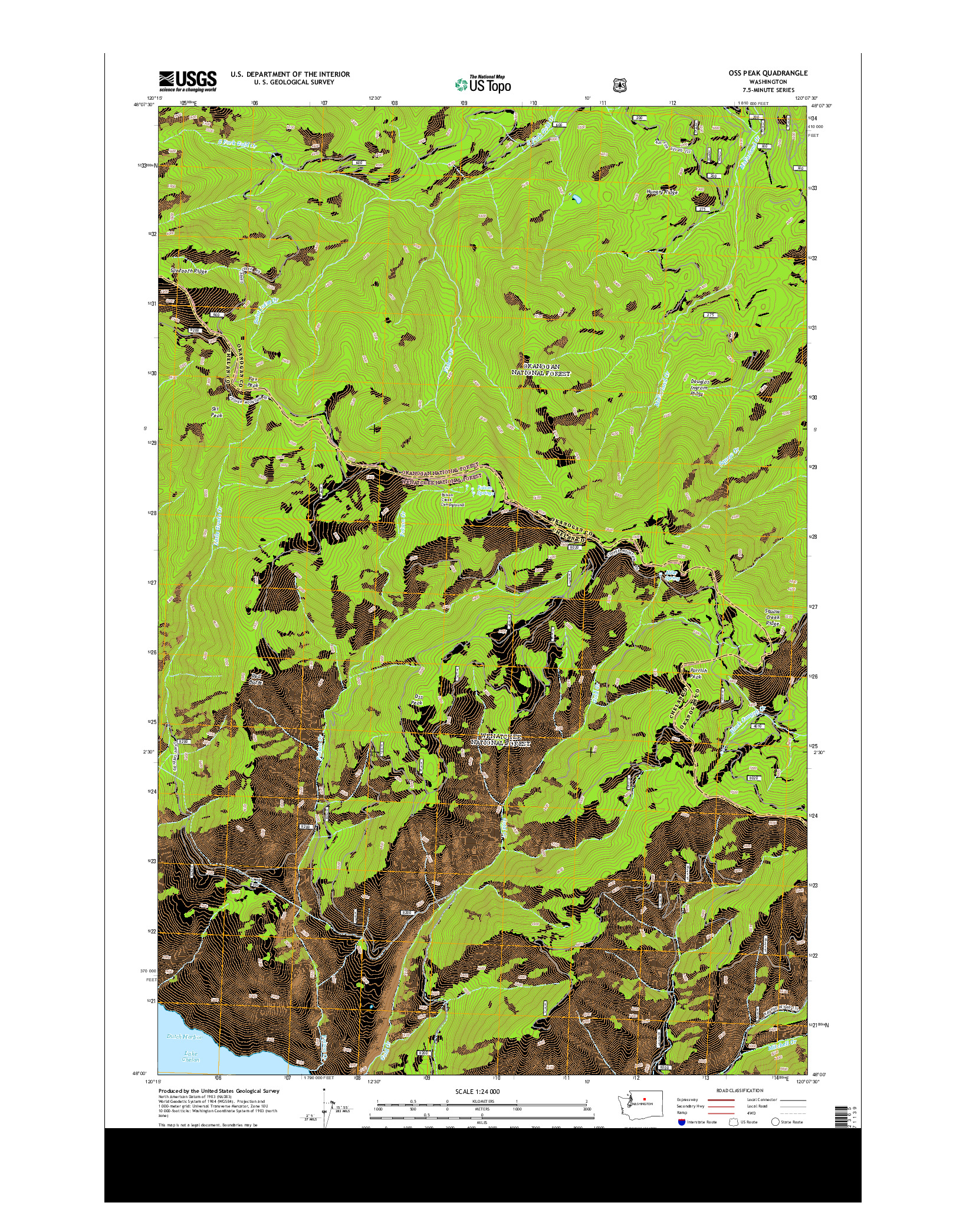 USGS US TOPO 7.5-MINUTE MAP FOR OSS PEAK, WA 2014