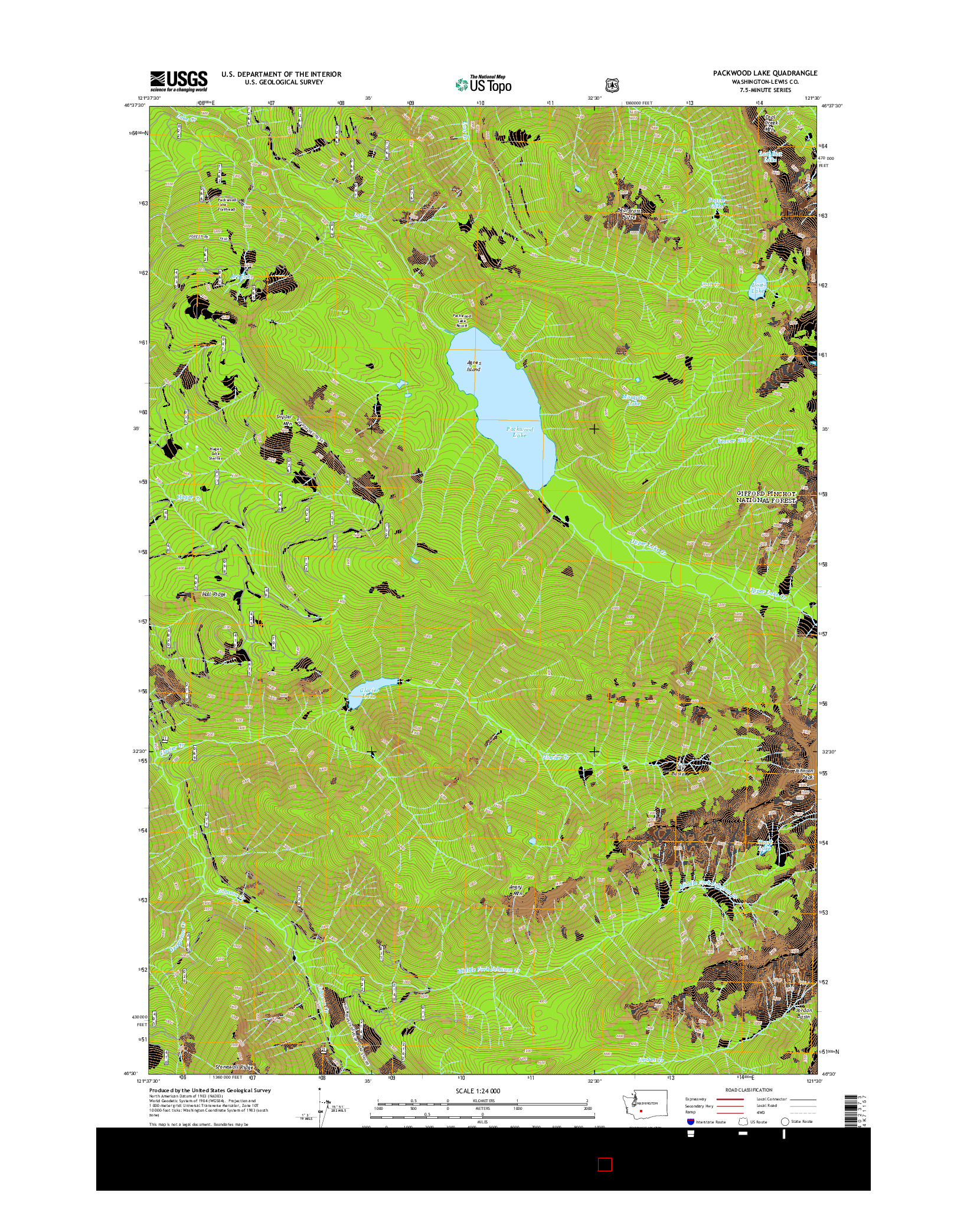 USGS US TOPO 7.5-MINUTE MAP FOR PACKWOOD LAKE, WA 2014