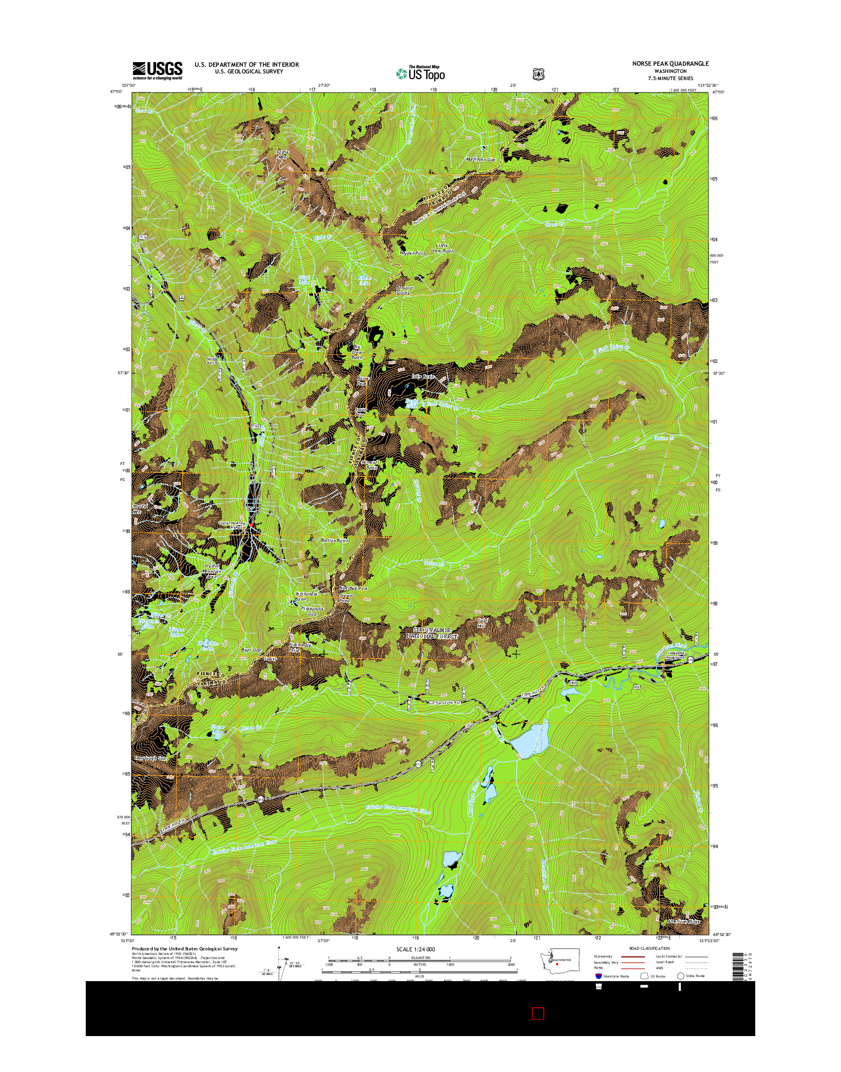 USGS US TOPO 7.5-MINUTE MAP FOR NORSE PEAK, WA 2014