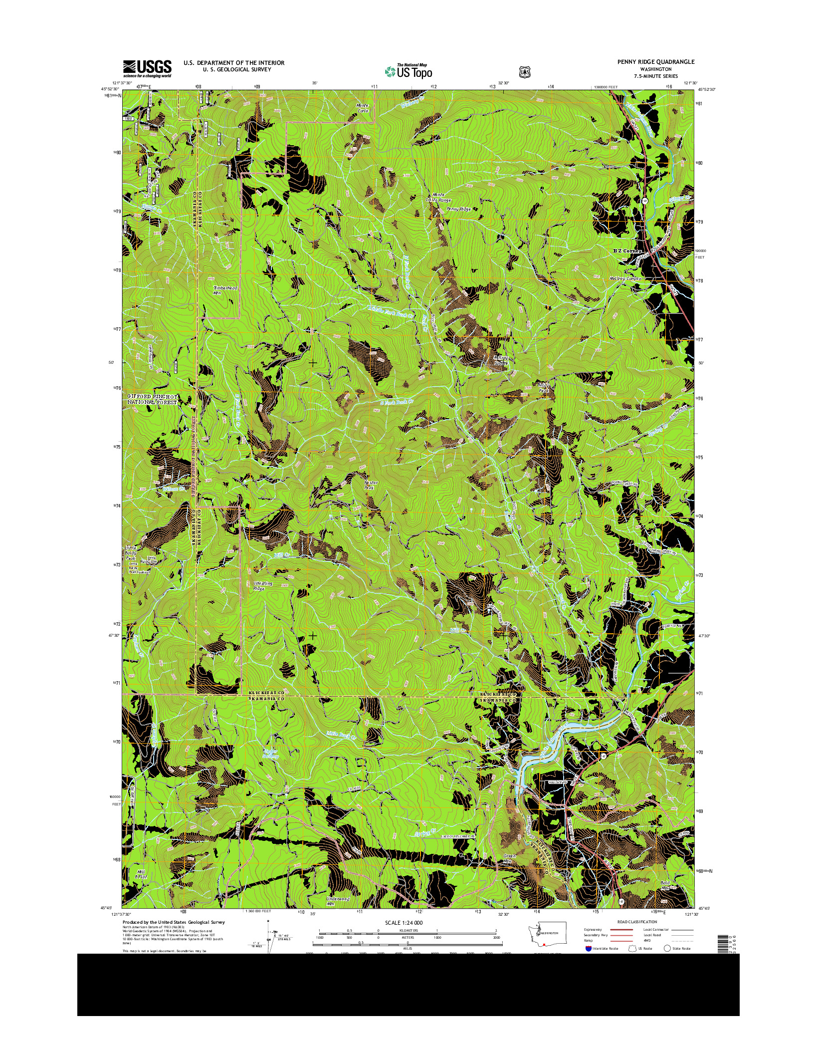 USGS US TOPO 7.5-MINUTE MAP FOR PENNY RIDGE, WA 2014