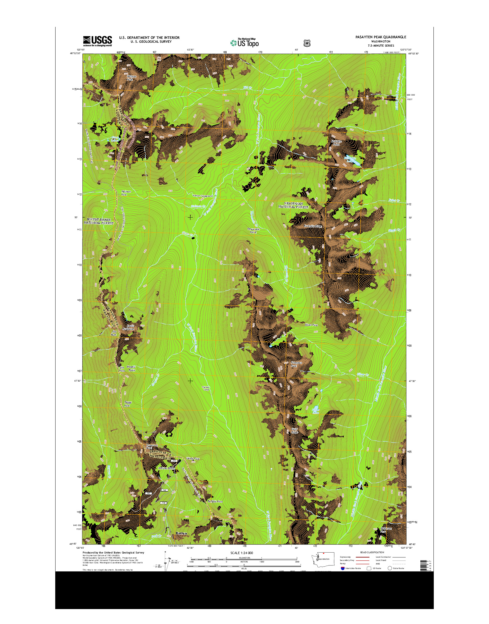 USGS US TOPO 7.5-MINUTE MAP FOR PASAYTEN PEAK, WA 2014