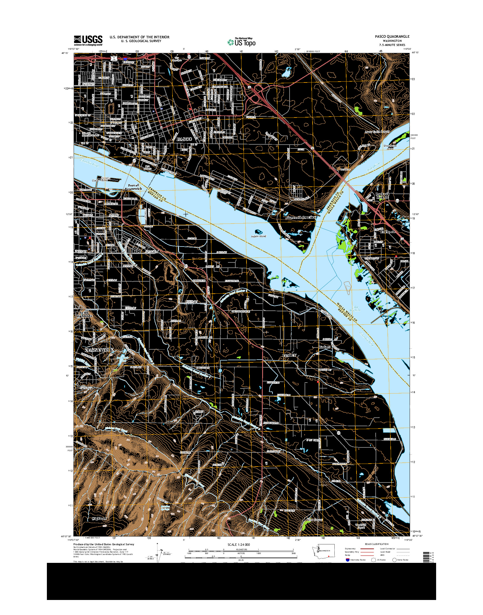 USGS US TOPO 7.5-MINUTE MAP FOR PASCO, WA 2014