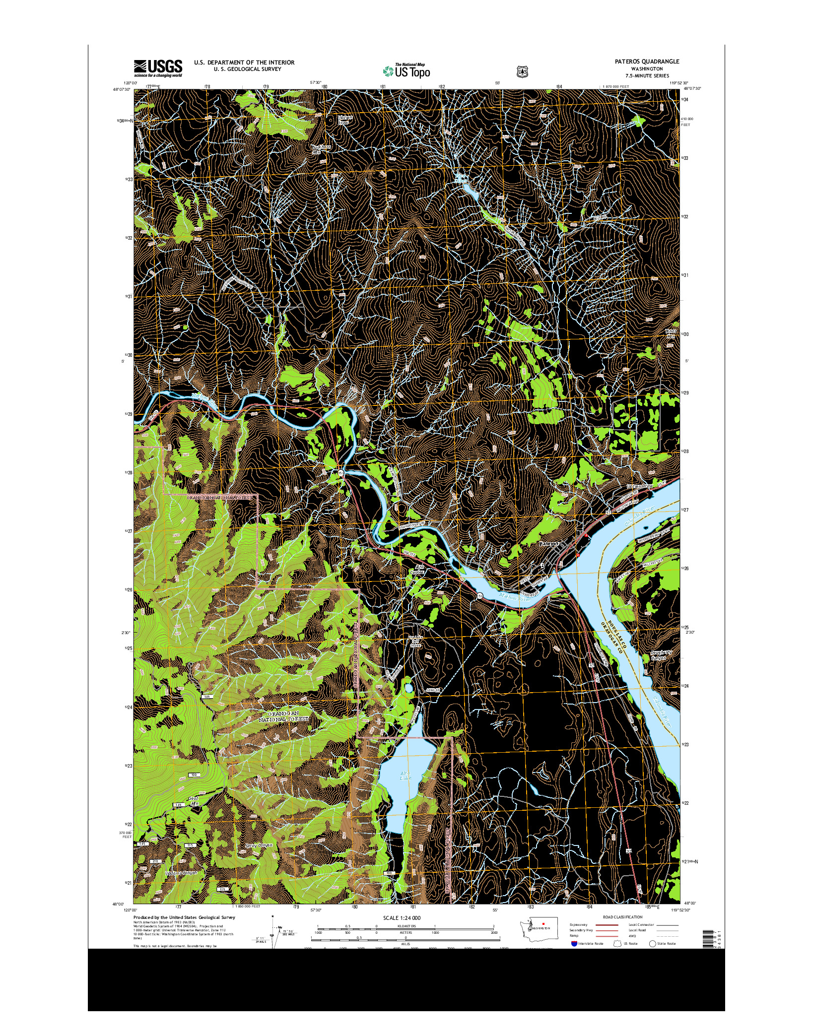 USGS US TOPO 7.5-MINUTE MAP FOR PATEROS, WA 2014
