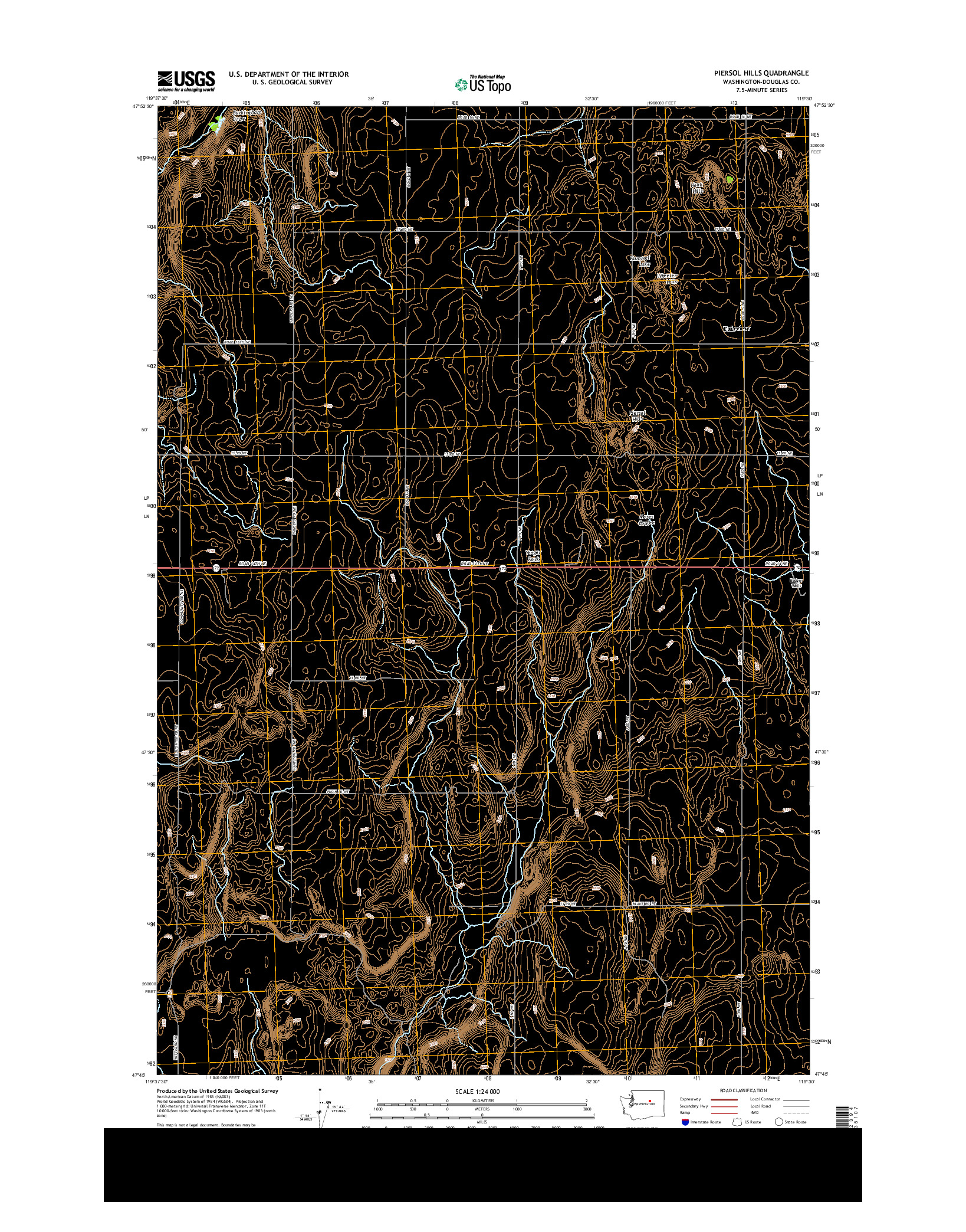 USGS US TOPO 7.5-MINUTE MAP FOR PIERSOL HILLS, WA 2014