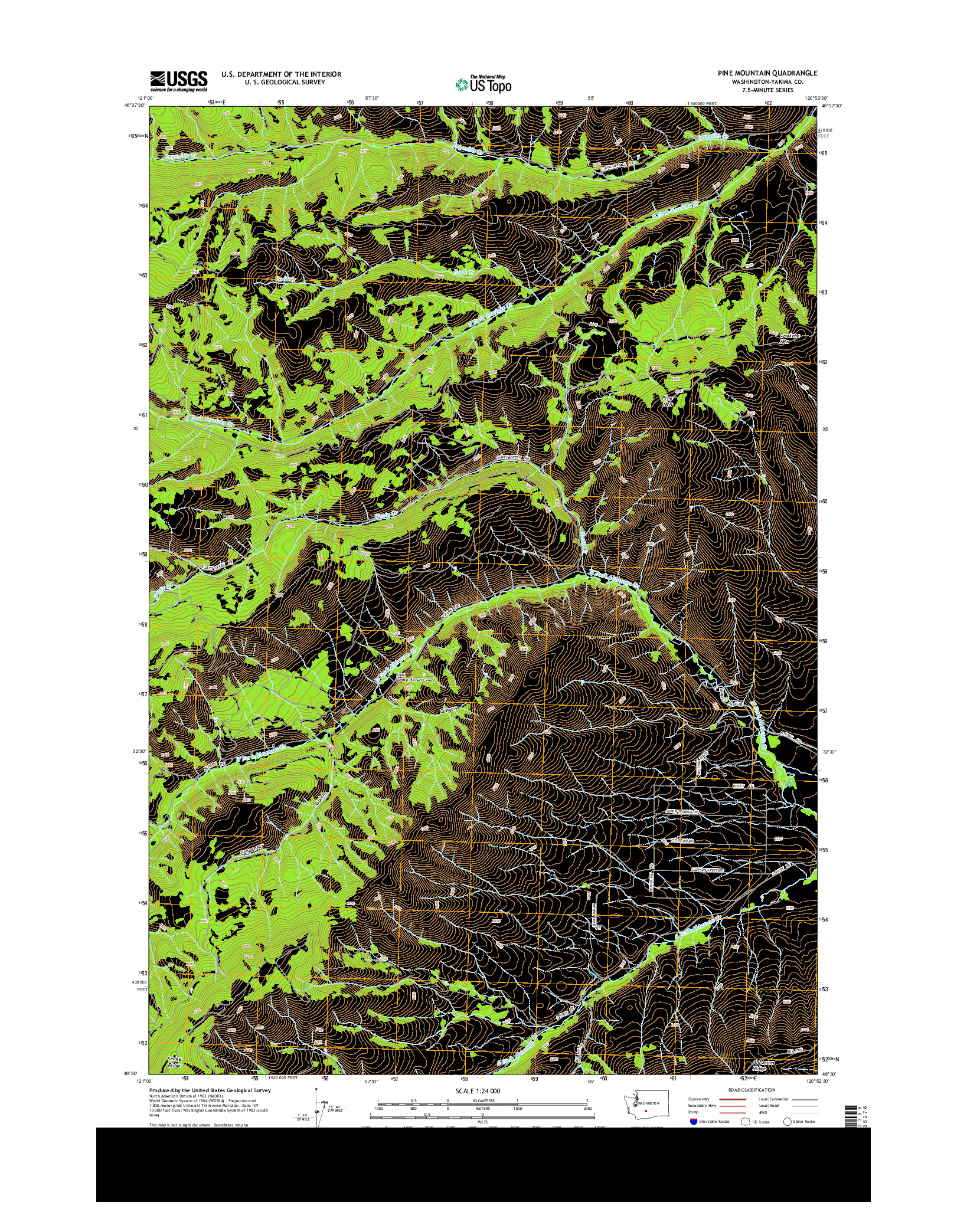 USGS US TOPO 7.5-MINUTE MAP FOR PINE MOUNTAIN, WA 2014