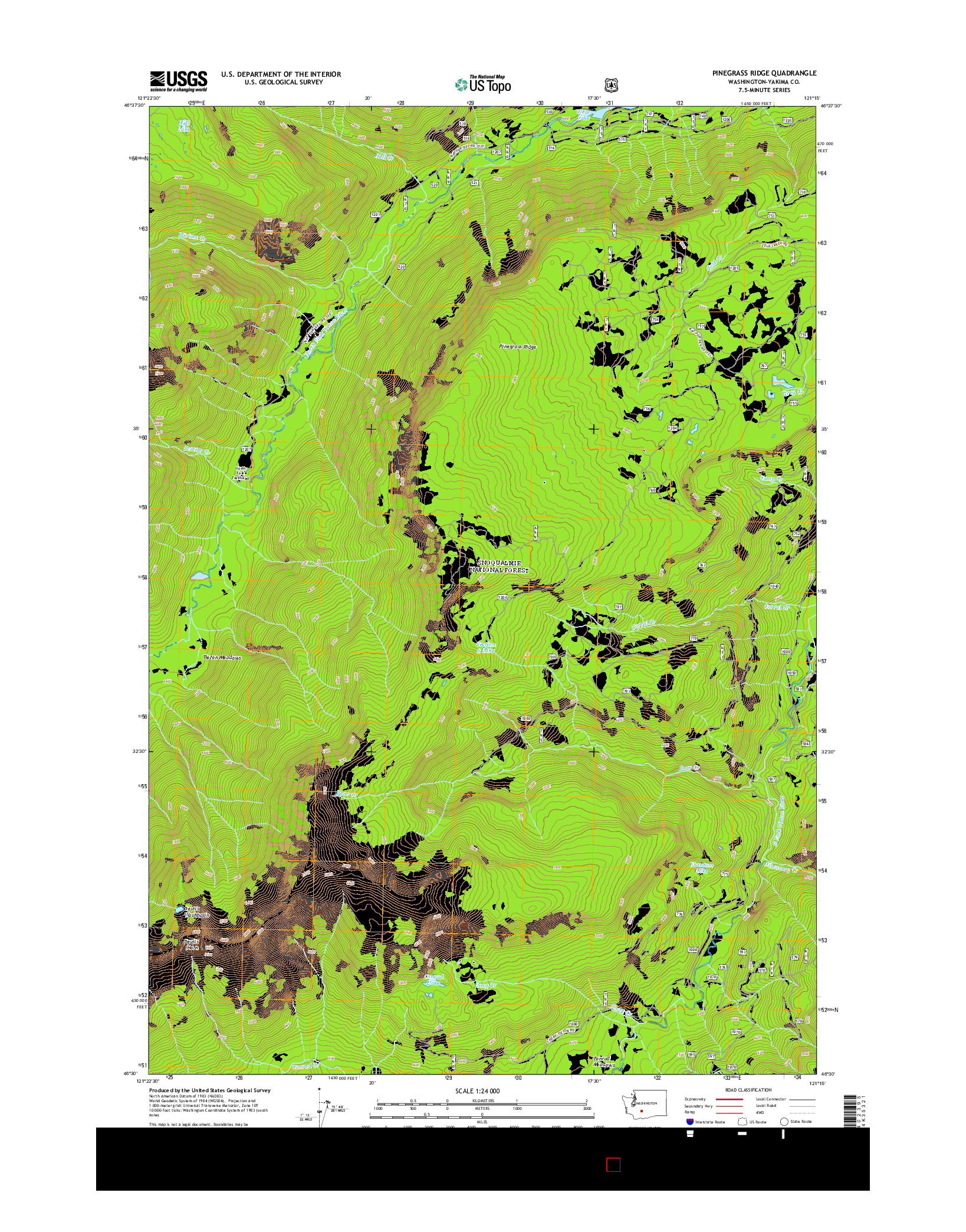 USGS US TOPO 7.5-MINUTE MAP FOR PINEGRASS RIDGE, WA 2014