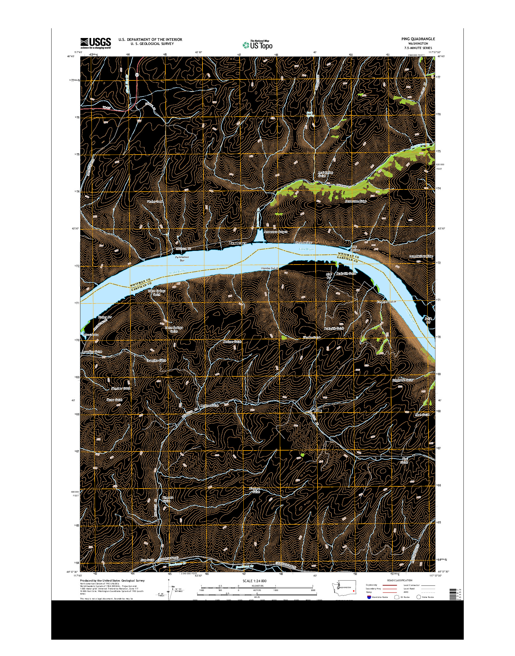 USGS US TOPO 7.5-MINUTE MAP FOR PING, WA 2014