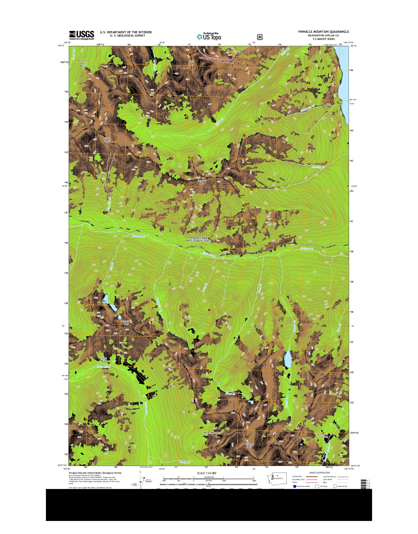 USGS US TOPO 7.5-MINUTE MAP FOR PINNACLE MOUNTAIN, WA 2014