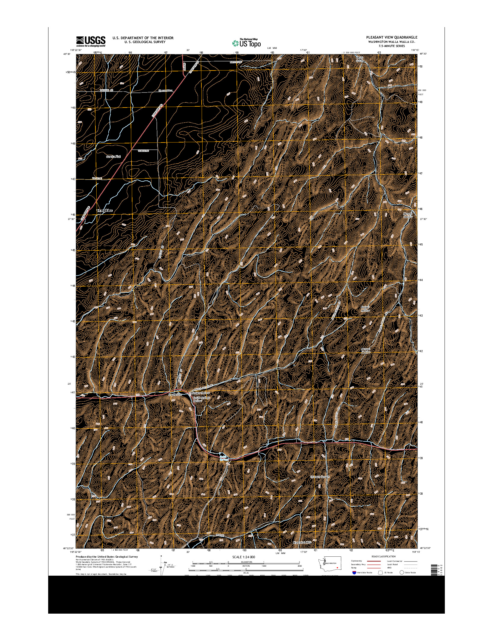 USGS US TOPO 7.5-MINUTE MAP FOR PLEASANT VIEW, WA 2014