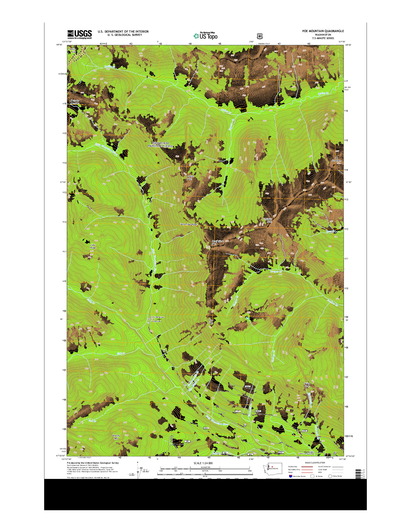 USGS US TOPO 7.5-MINUTE MAP FOR POE MOUNTAIN, WA 2014