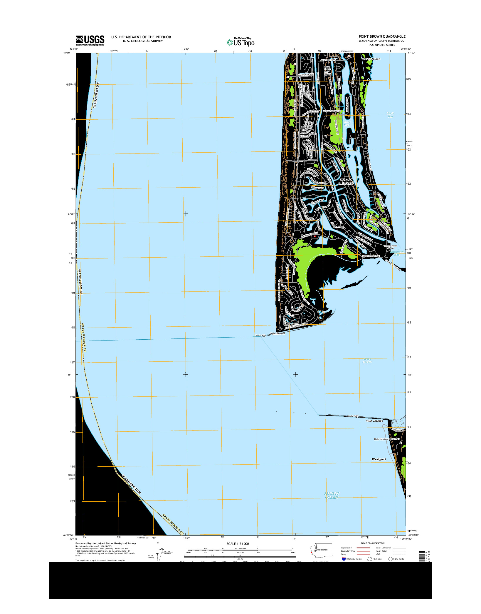 USGS US TOPO 7.5-MINUTE MAP FOR POINT BROWN, WA 2014