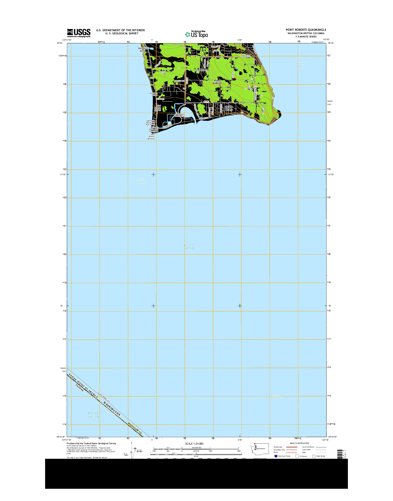 USGS US TOPO 7.5-MINUTE MAP FOR POINT ROBERTS, WA-BC 2014