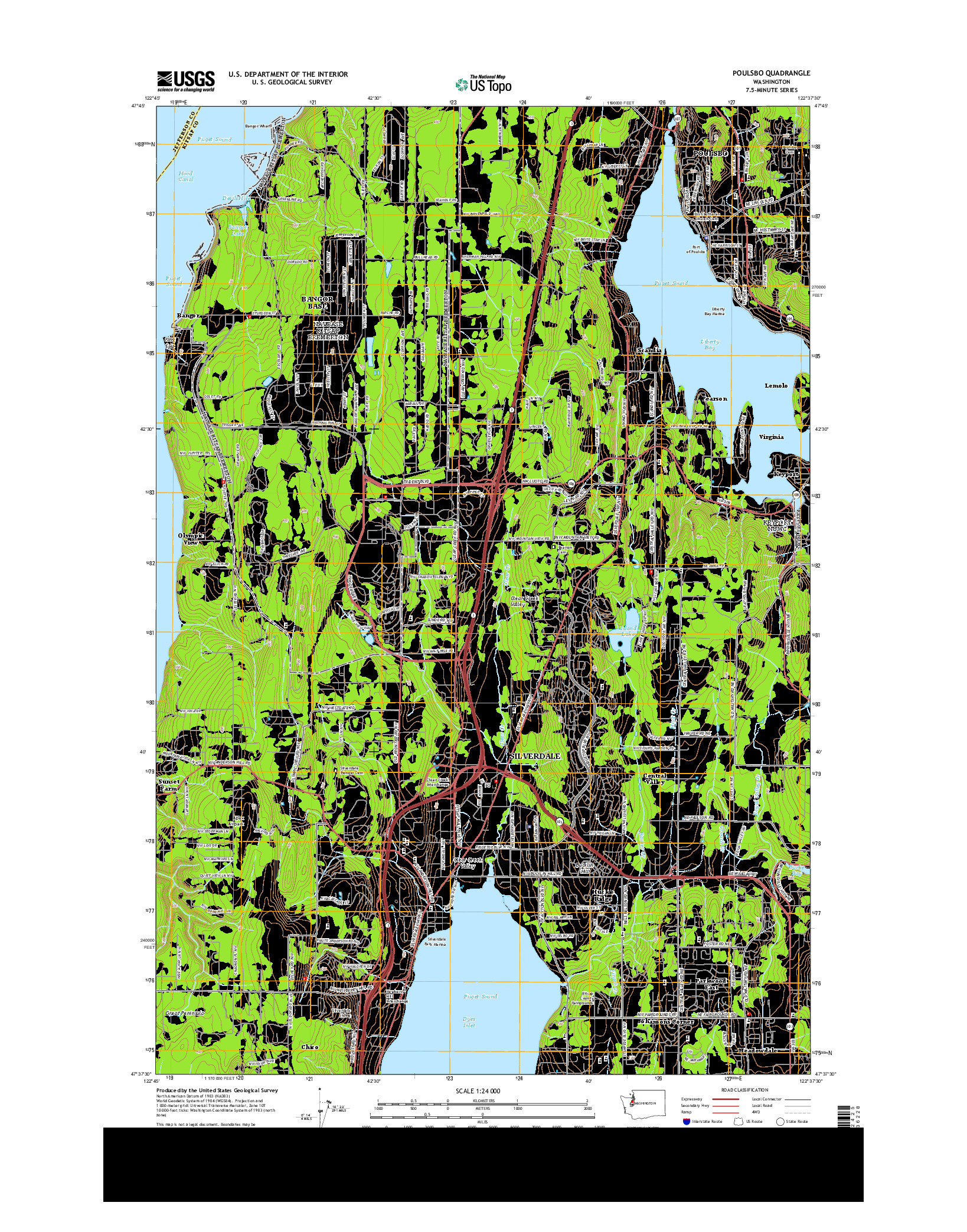 USGS US TOPO 7.5-MINUTE MAP FOR POULSBO, WA 2014