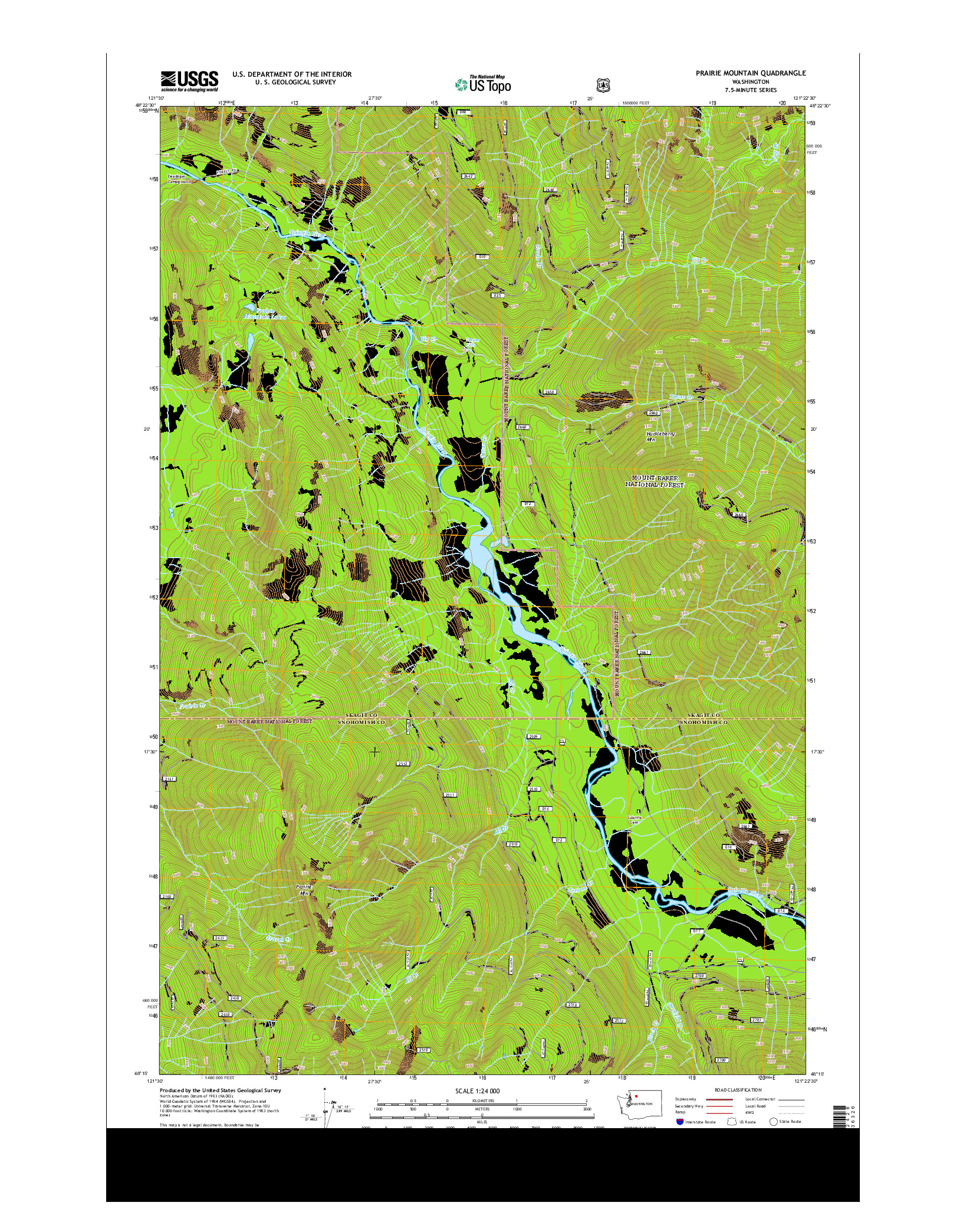 USGS US TOPO 7.5-MINUTE MAP FOR PRAIRIE MOUNTAIN, WA 2014