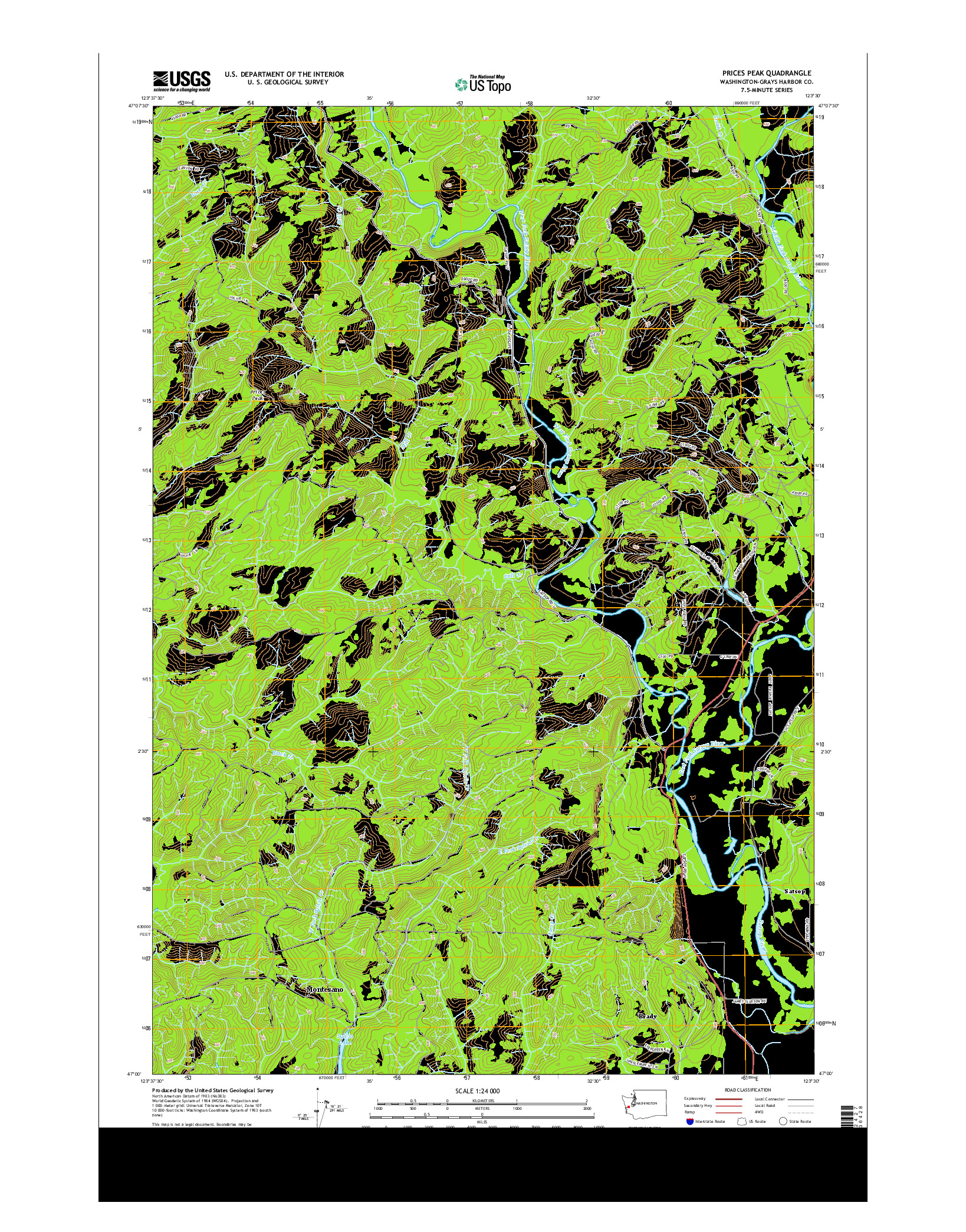 USGS US TOPO 7.5-MINUTE MAP FOR PRICES PEAK, WA 2014