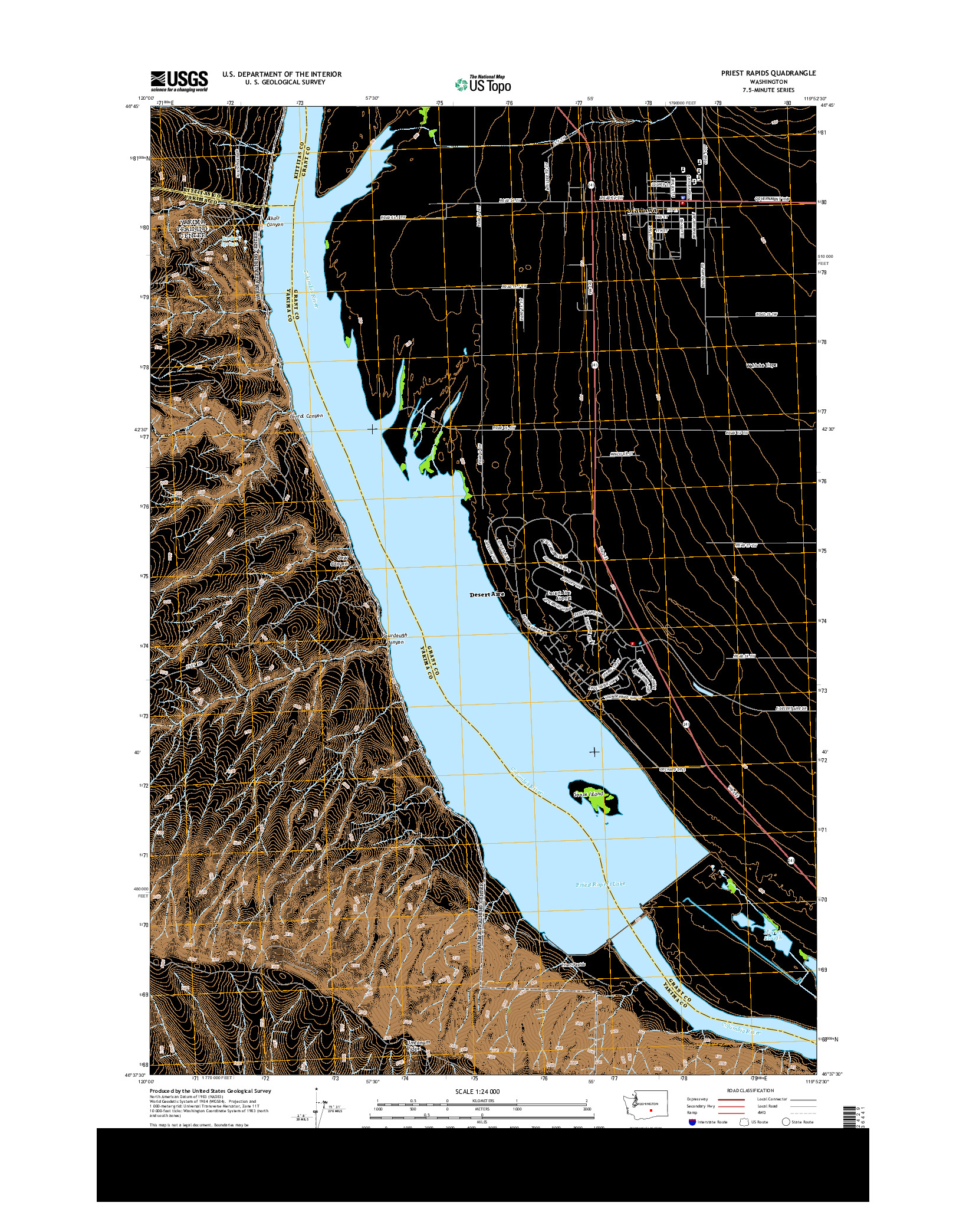 USGS US TOPO 7.5-MINUTE MAP FOR PRIEST RAPIDS, WA 2014