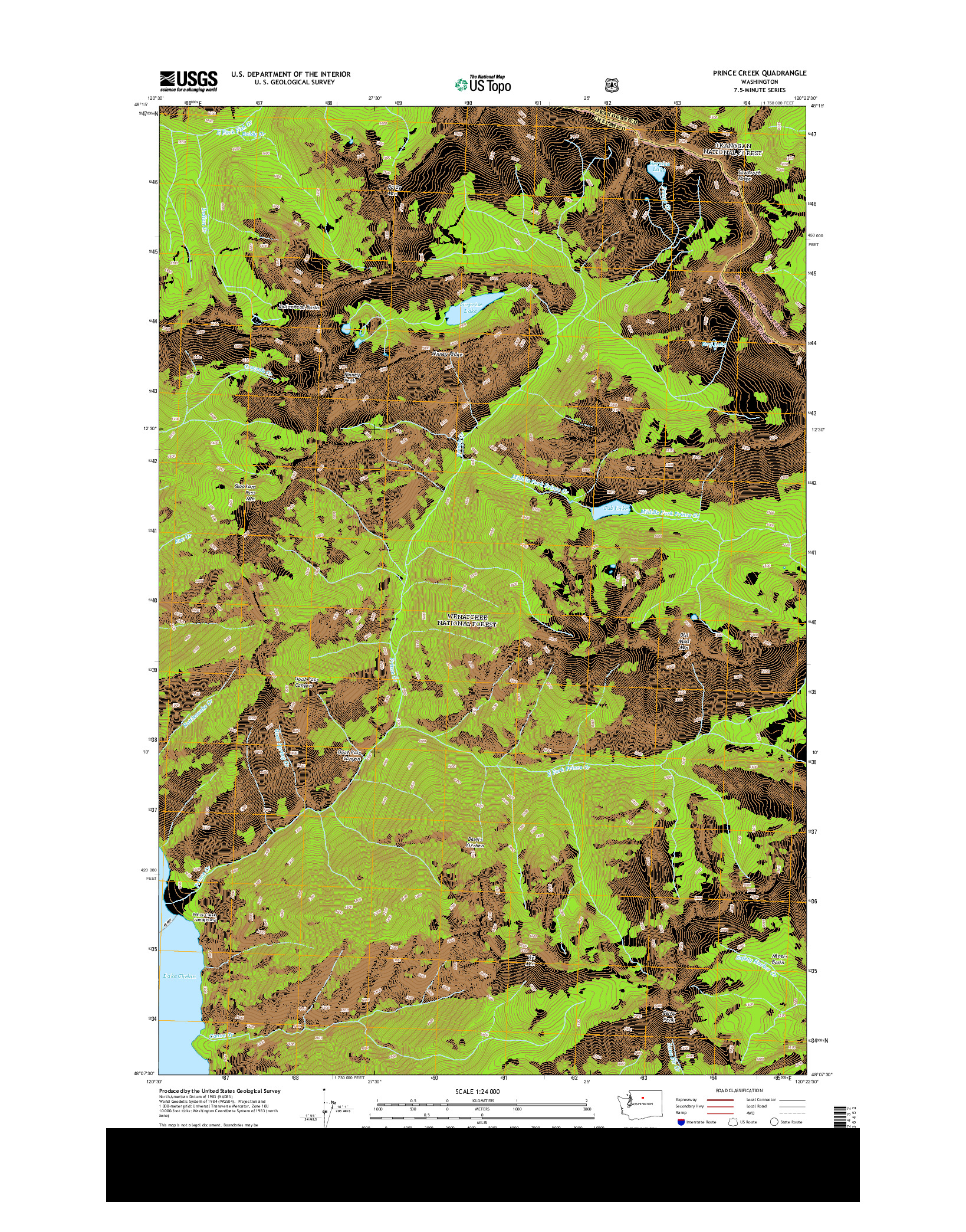 USGS US TOPO 7.5-MINUTE MAP FOR PRINCE CREEK, WA 2014