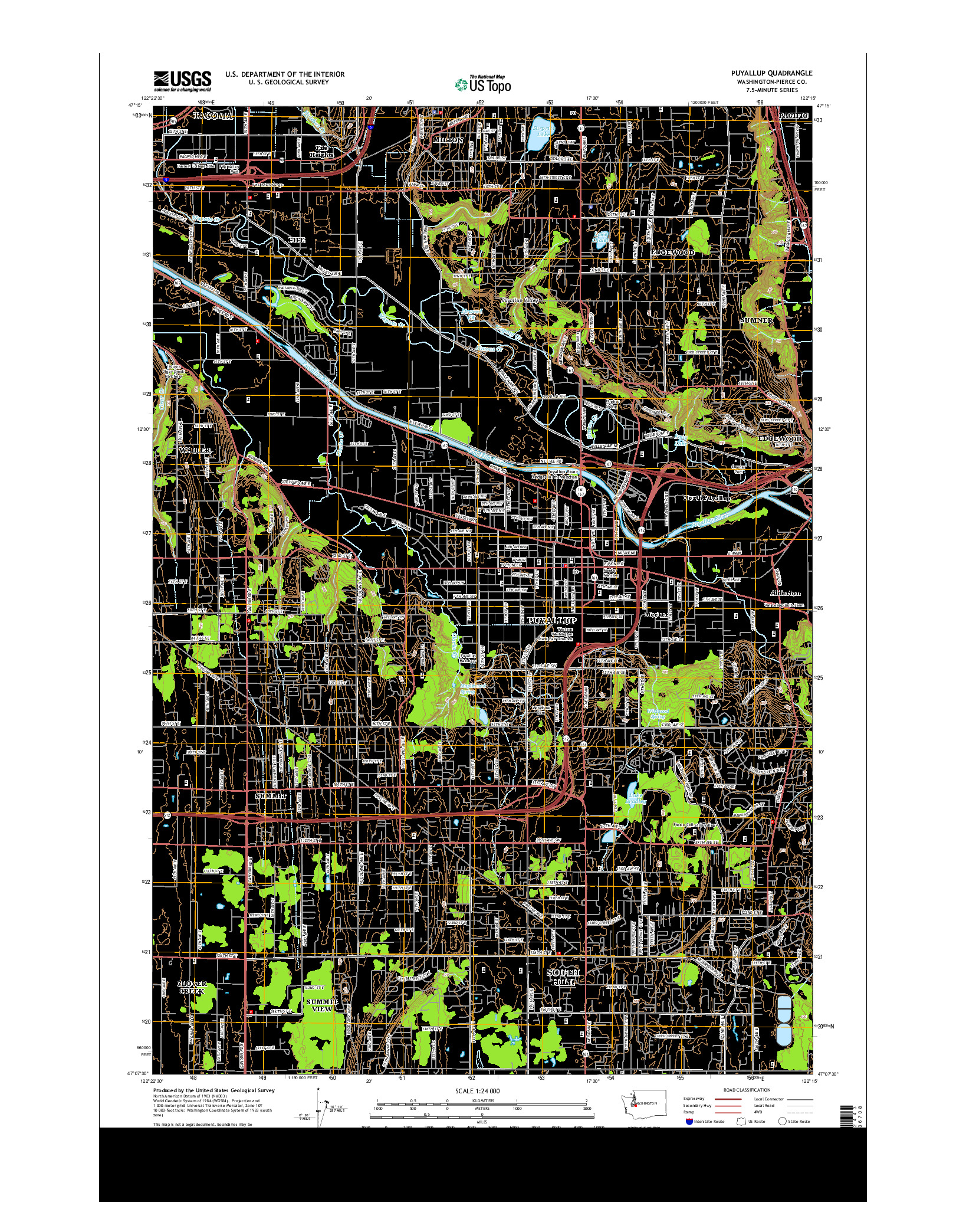 USGS US TOPO 7.5-MINUTE MAP FOR PUYALLUP, WA 2014