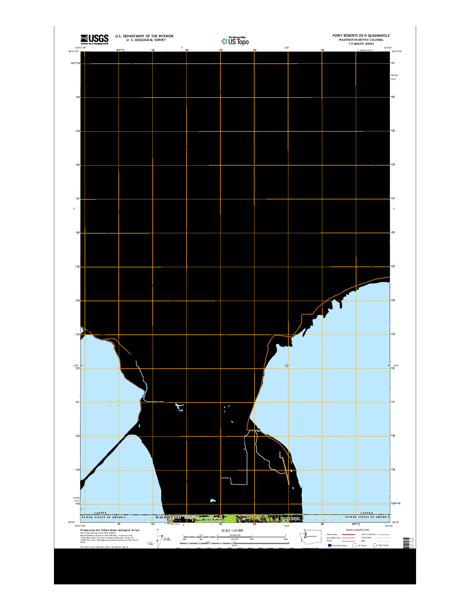 USGS US TOPO 7.5-MINUTE MAP FOR POINT ROBERTS OE N, WA-BC 2014