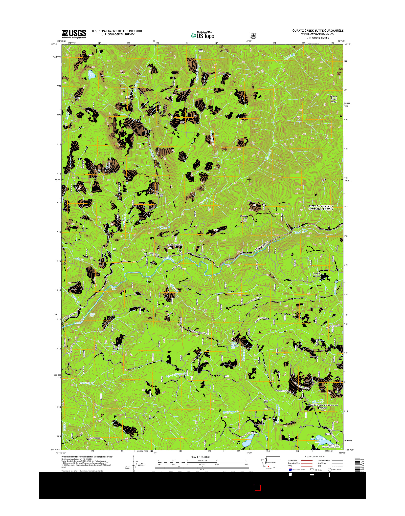 USGS US TOPO 7.5-MINUTE MAP FOR QUARTZ CREEK BUTTE, WA 2014