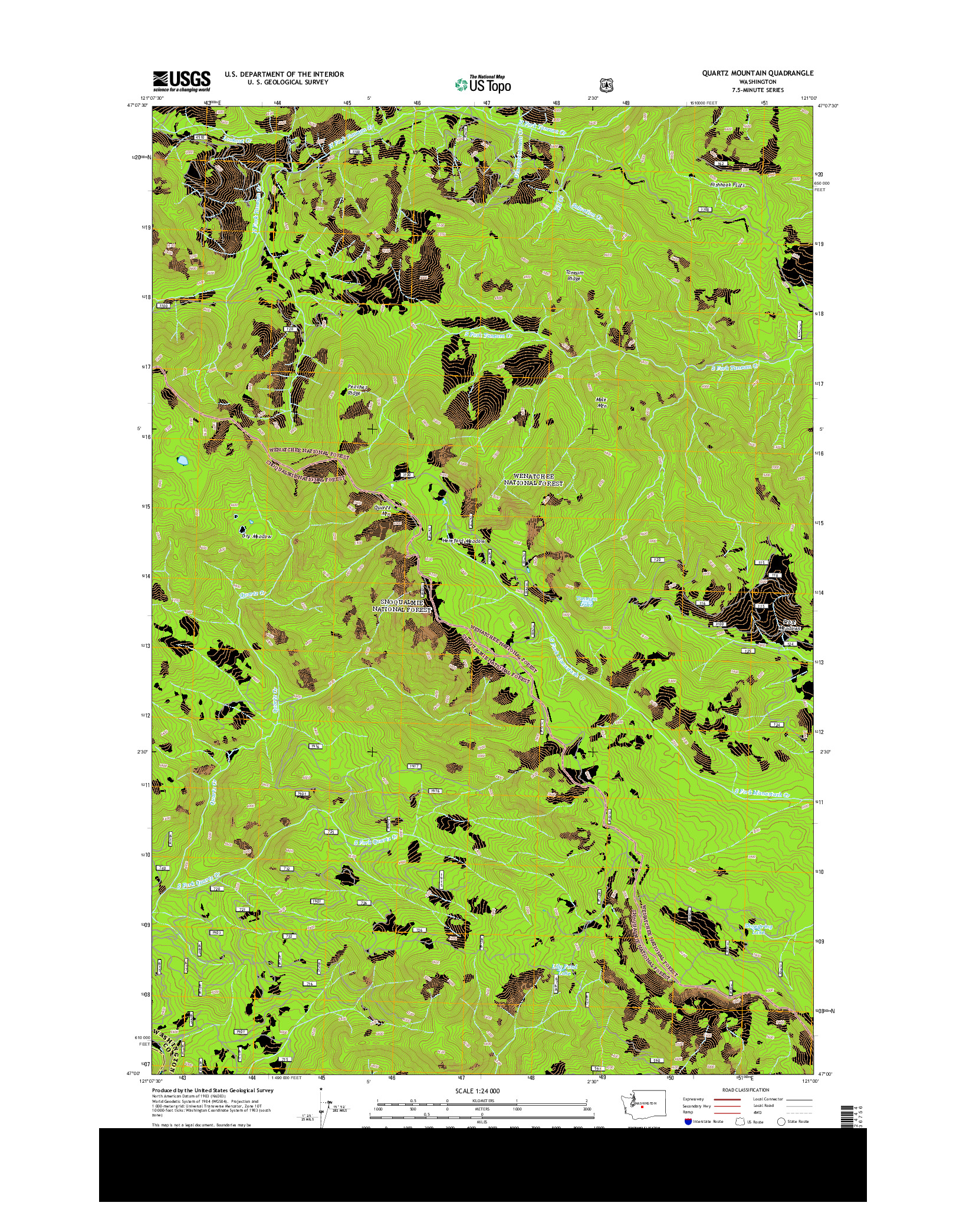 USGS US TOPO 7.5-MINUTE MAP FOR QUARTZ MOUNTAIN, WA 2014