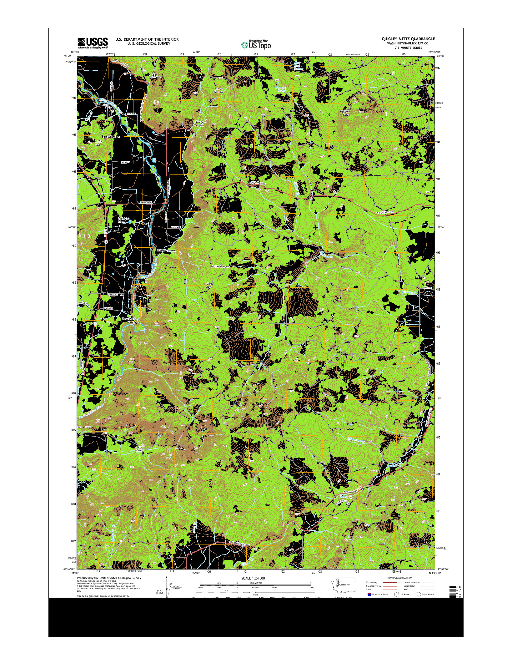 USGS US TOPO 7.5-MINUTE MAP FOR QUIGLEY BUTTE, WA 2014