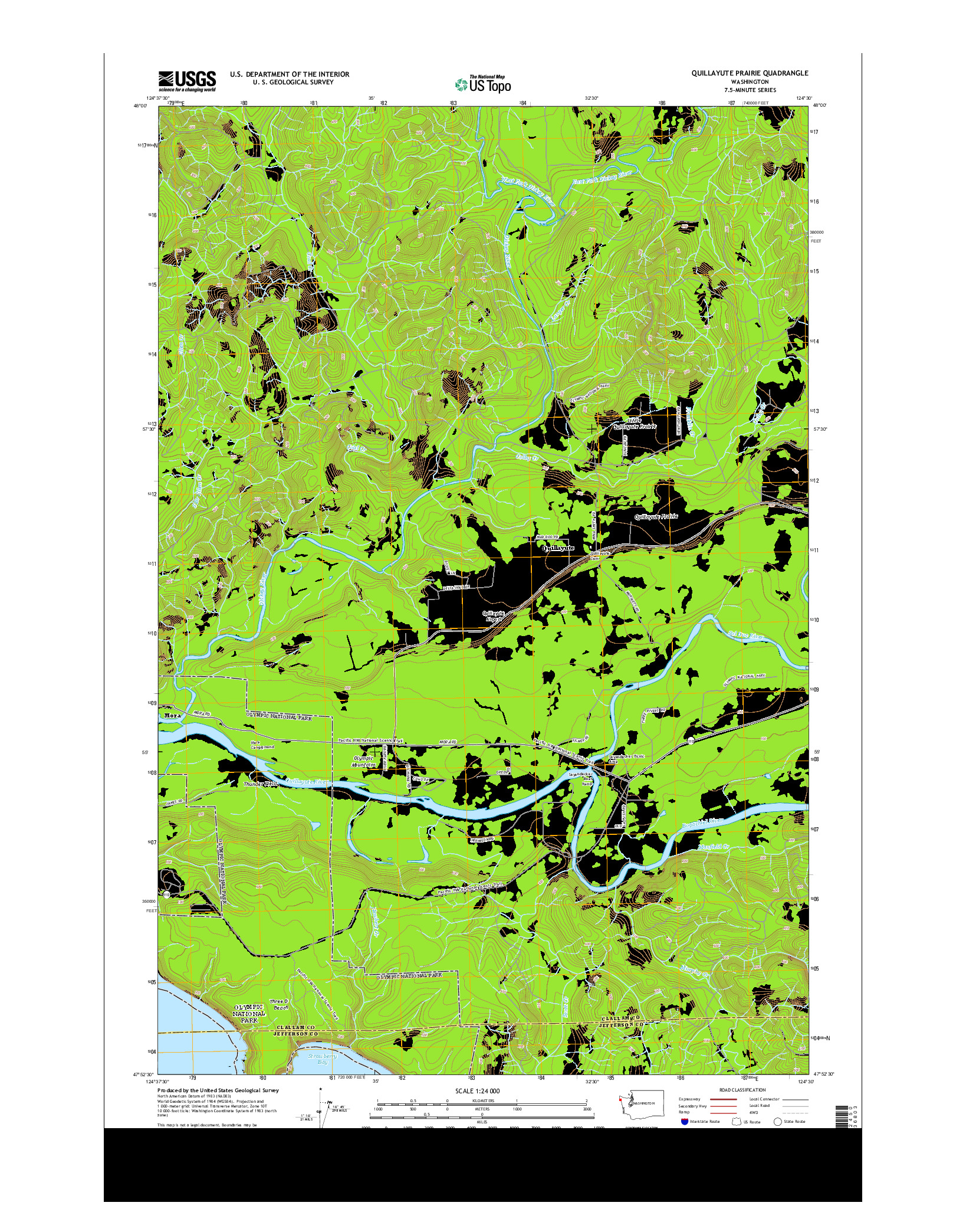 USGS US TOPO 7.5-MINUTE MAP FOR QUILLAYUTE PRAIRIE, WA 2014