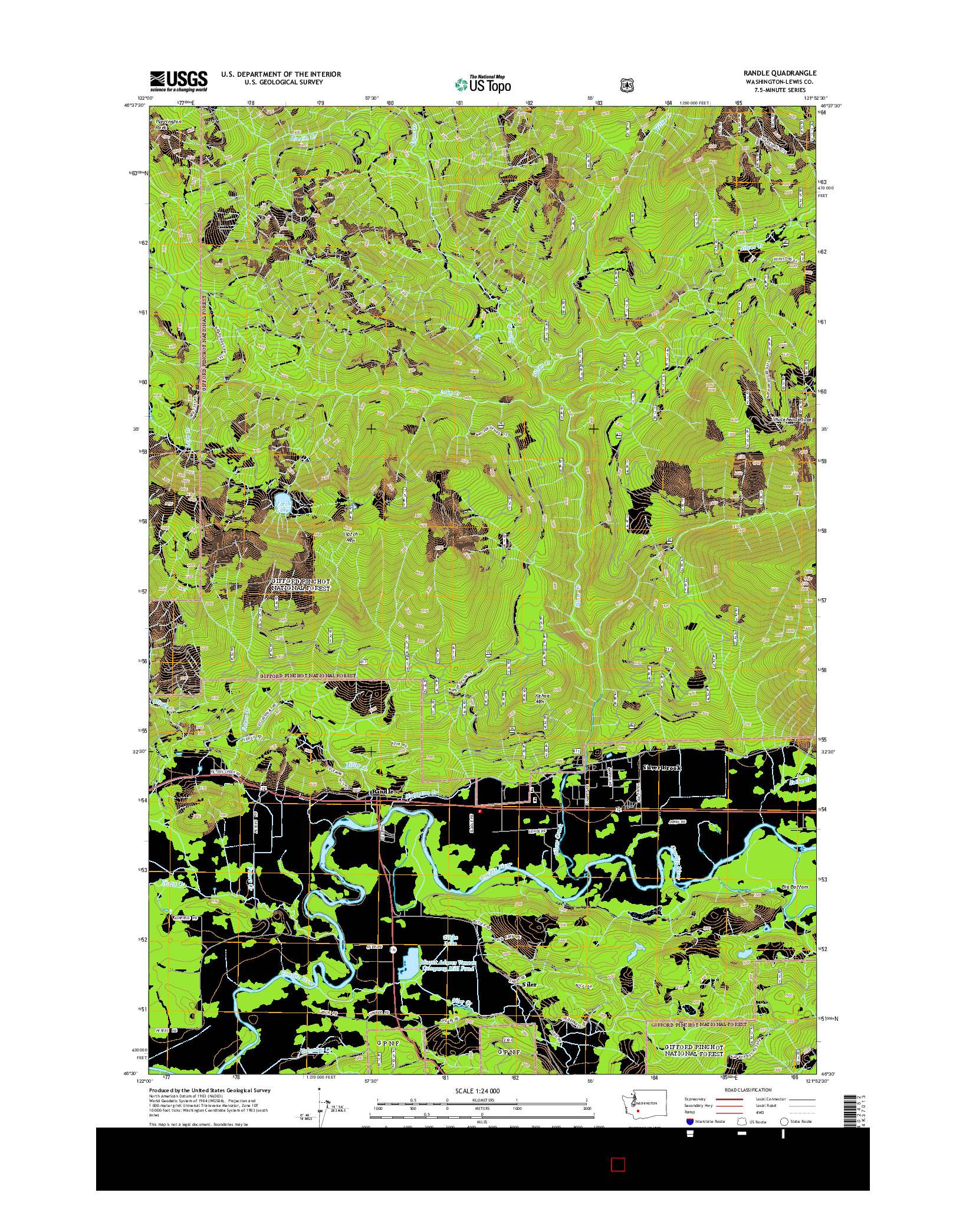 USGS US TOPO 7.5-MINUTE MAP FOR RANDLE, WA 2014