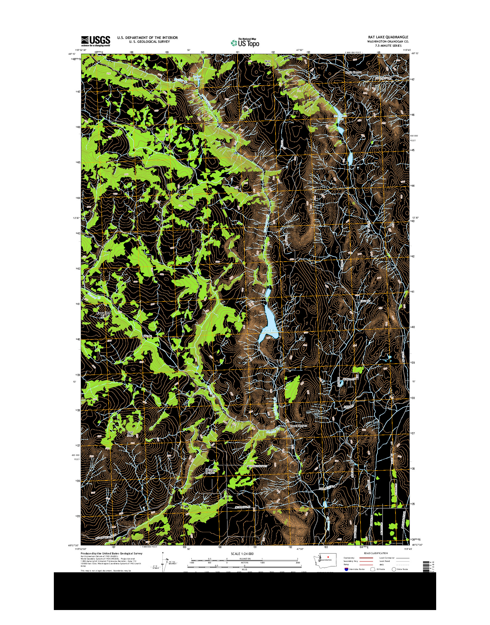 USGS US TOPO 7.5-MINUTE MAP FOR RAT LAKE, WA 2014