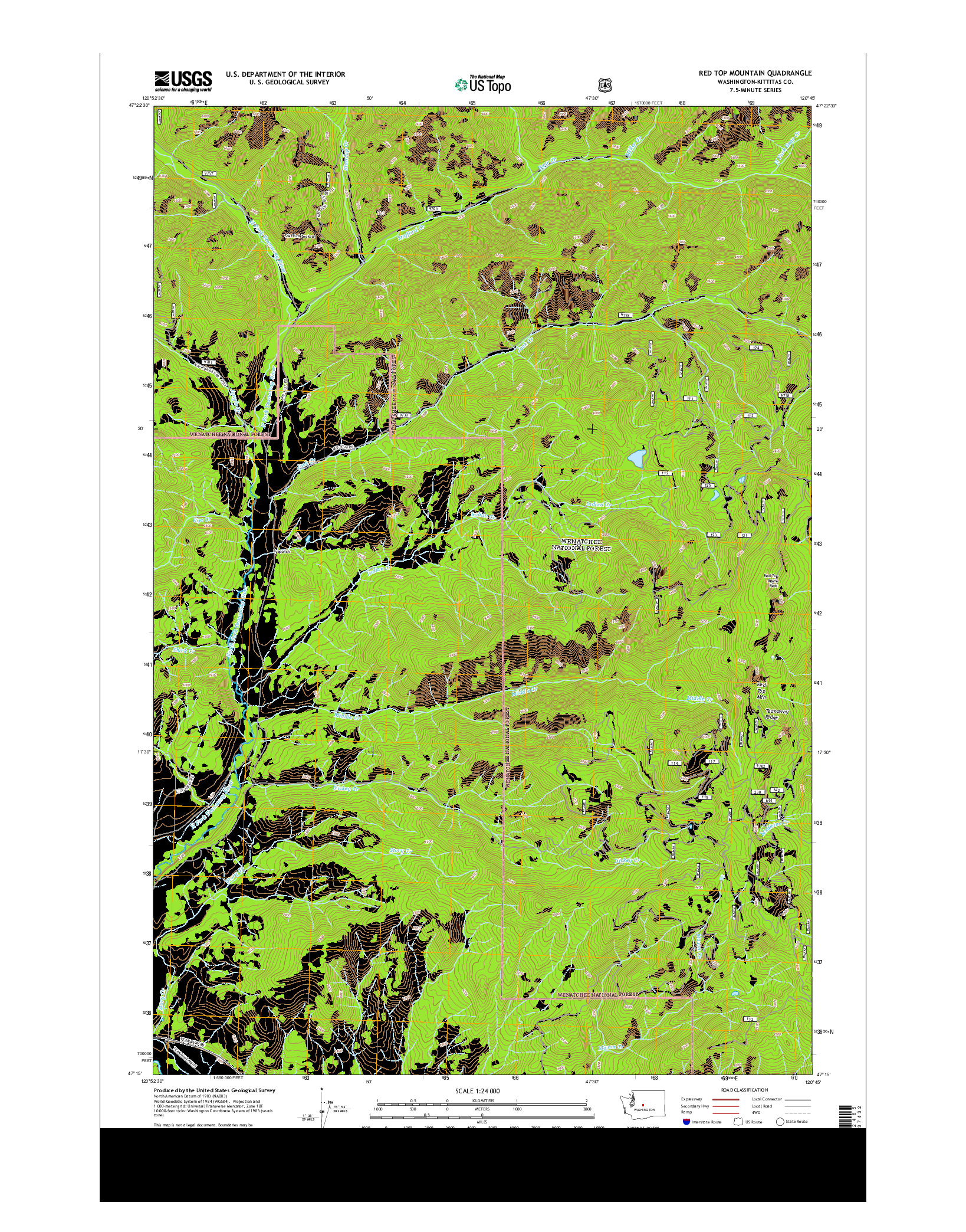 USGS US TOPO 7.5-MINUTE MAP FOR RED TOP MOUNTAIN, WA 2014