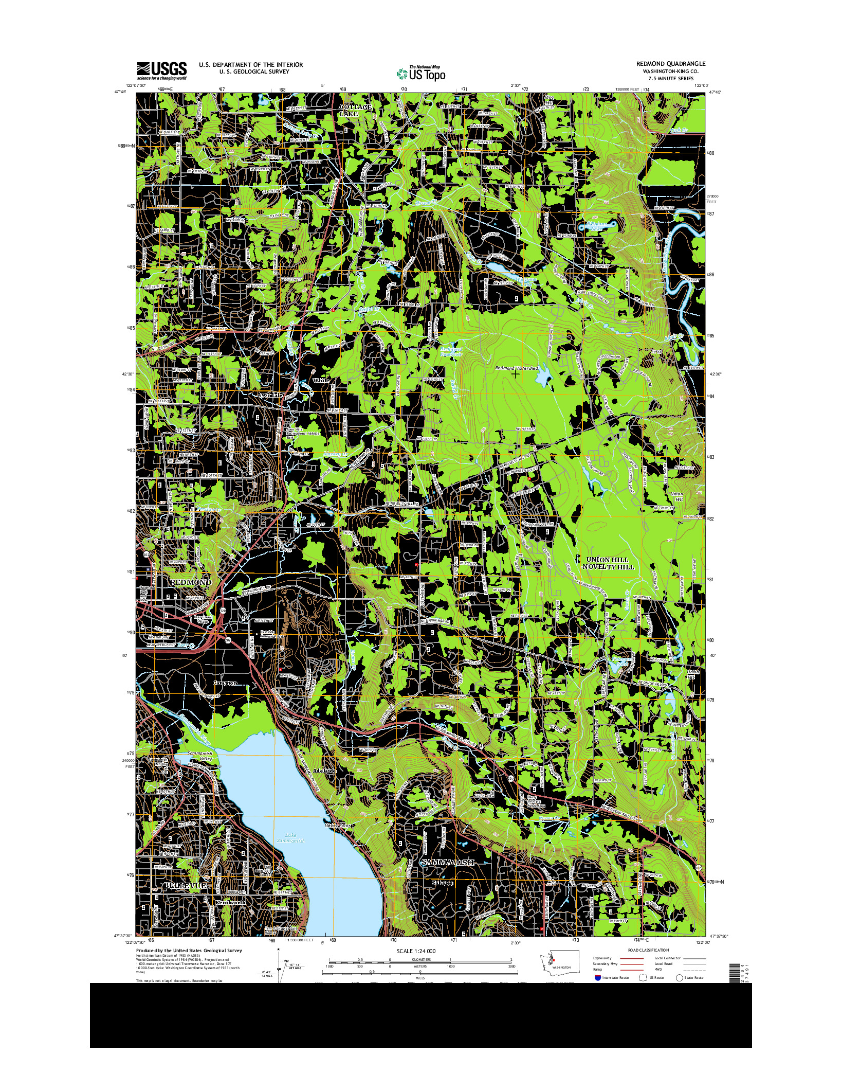 USGS US TOPO 7.5-MINUTE MAP FOR REDMOND, WA 2014