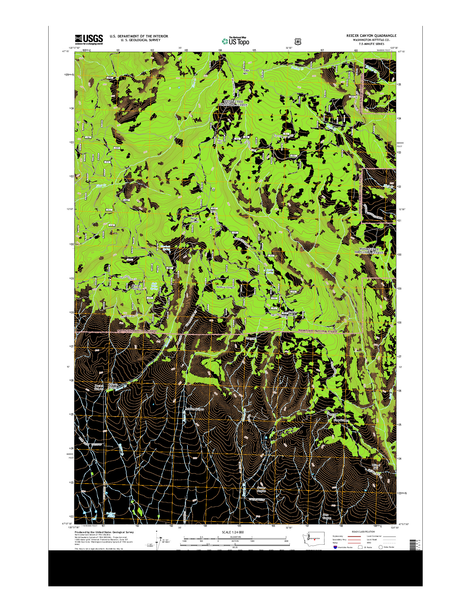 USGS US TOPO 7.5-MINUTE MAP FOR REECER CANYON, WA 2014