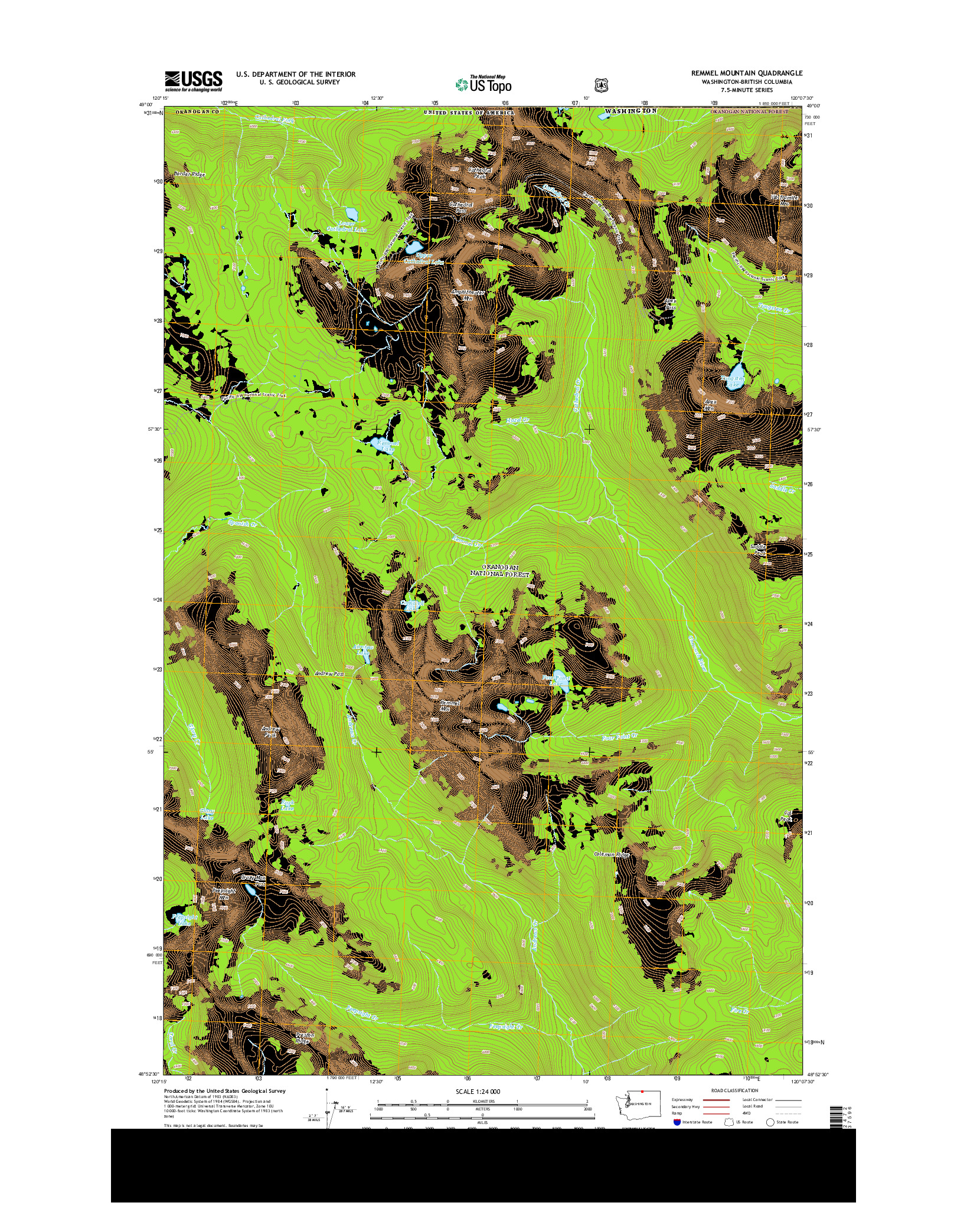 USGS US TOPO 7.5-MINUTE MAP FOR REMMEL MOUNTAIN, WA-BC 2014