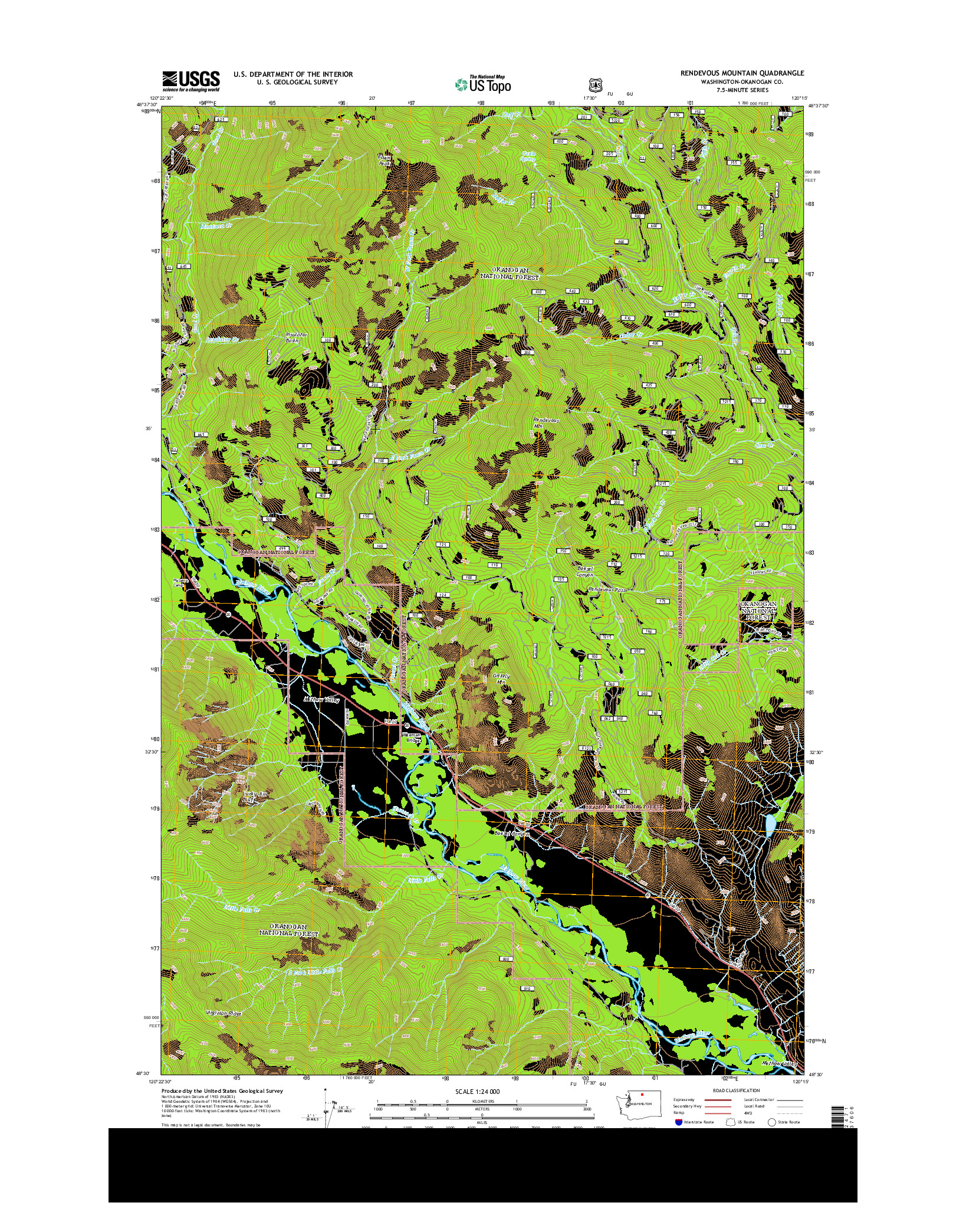 USGS US TOPO 7.5-MINUTE MAP FOR RENDEVOUS MOUNTAIN, WA 2014