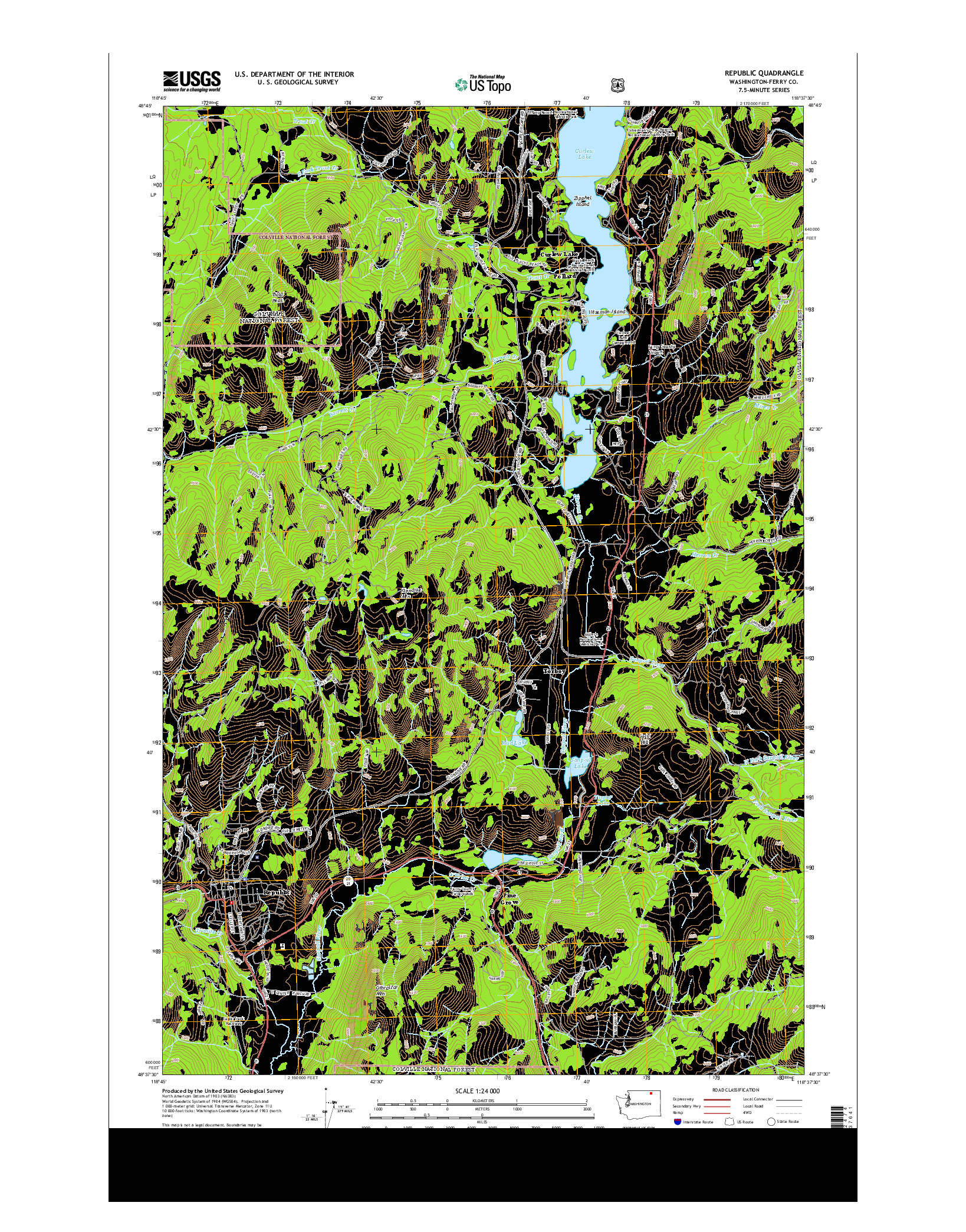 USGS US TOPO 7.5-MINUTE MAP FOR REPUBLIC, WA 2014