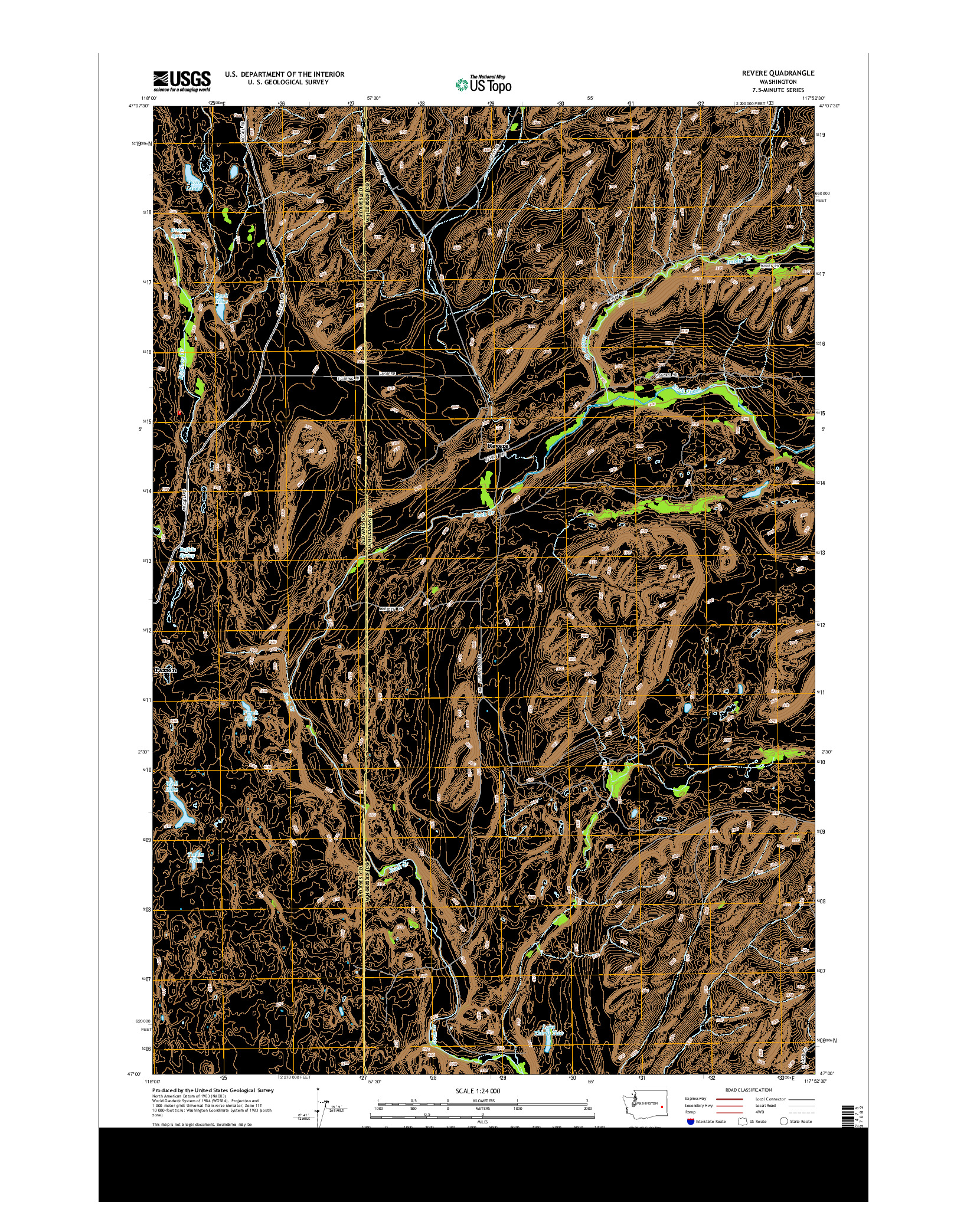 USGS US TOPO 7.5-MINUTE MAP FOR REVERE, WA 2014