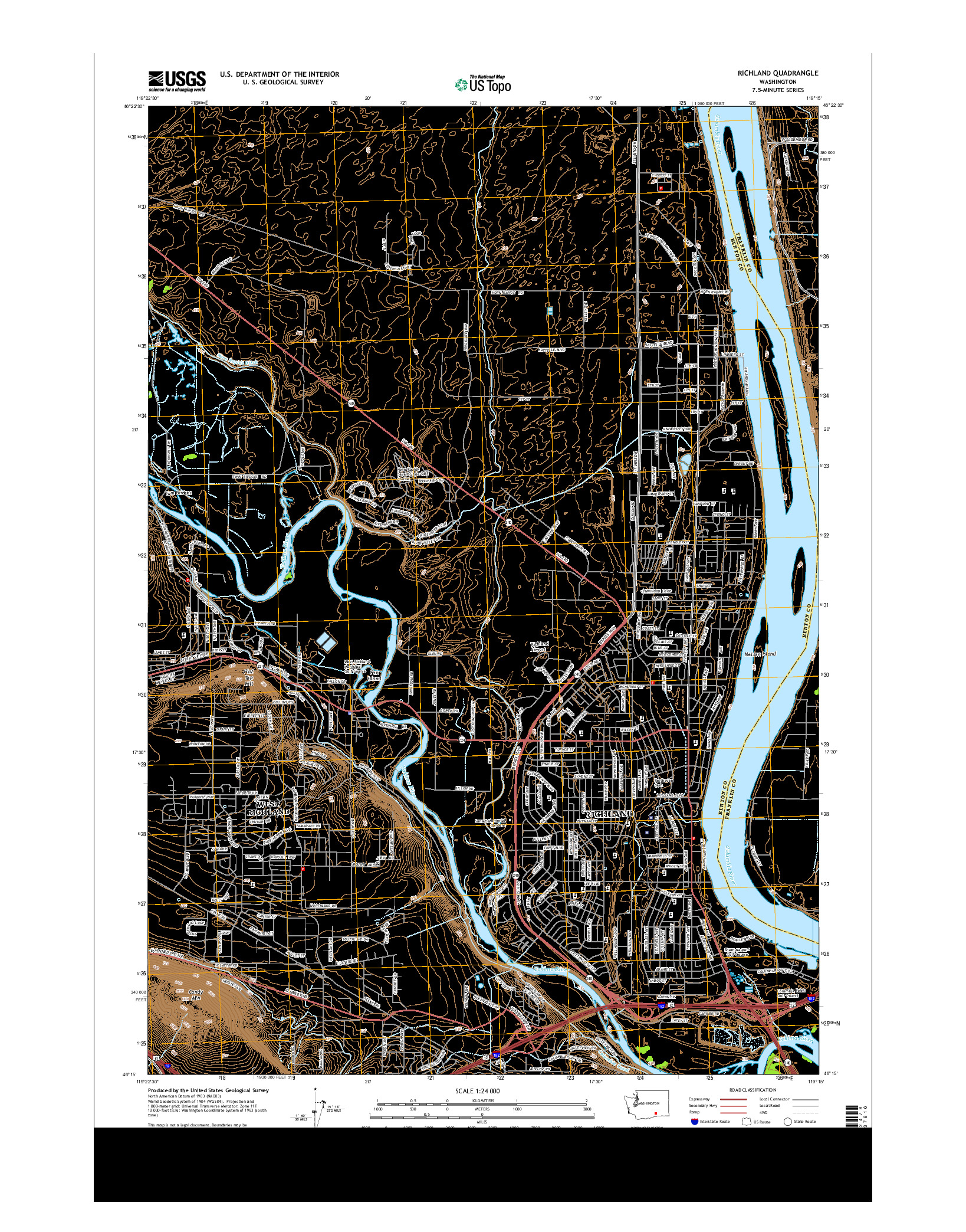 USGS US TOPO 7.5-MINUTE MAP FOR RICHLAND, WA 2014