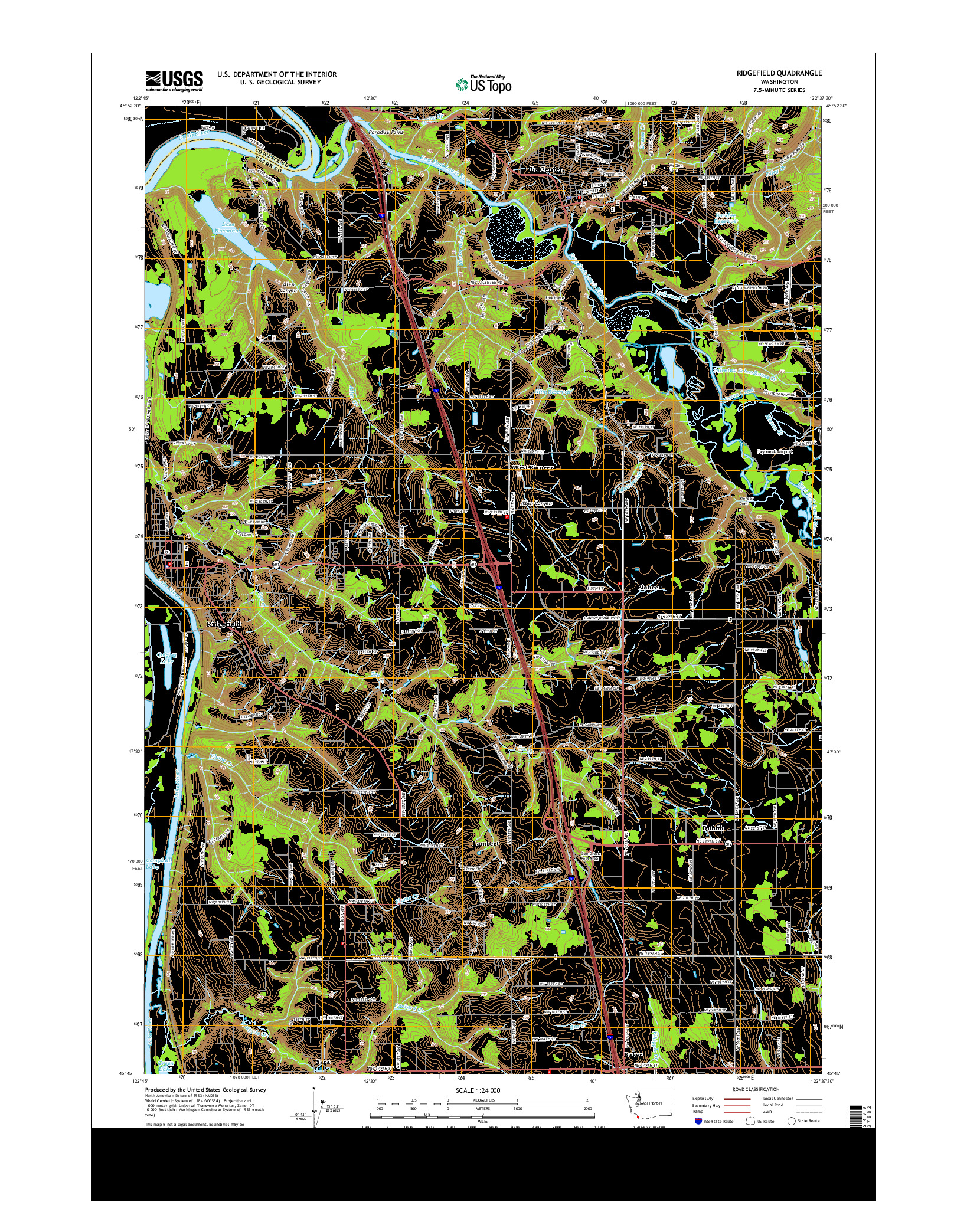 USGS US TOPO 7.5-MINUTE MAP FOR RIDGEFIELD, WA 2014