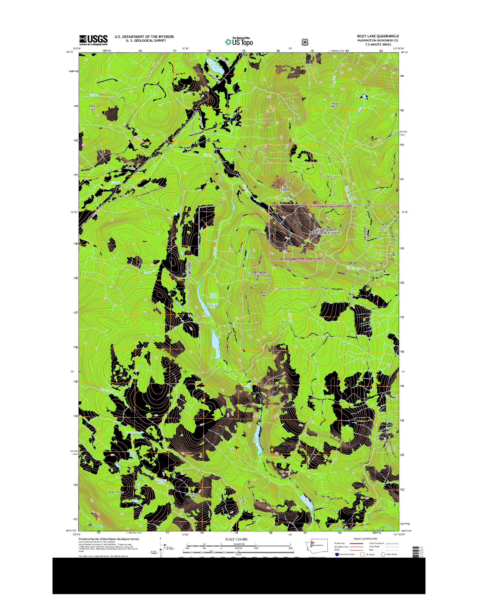 USGS US TOPO 7.5-MINUTE MAP FOR RILEY LAKE, WA 2014